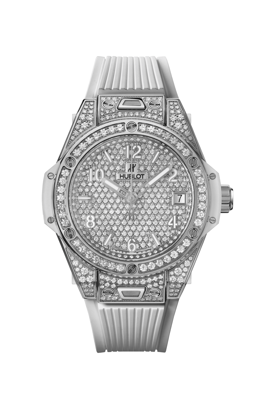 One Click Steel White Full Pavé 39MM