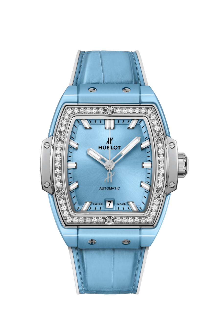 Light Blue Ceramic Titanium Diamonds 39MM