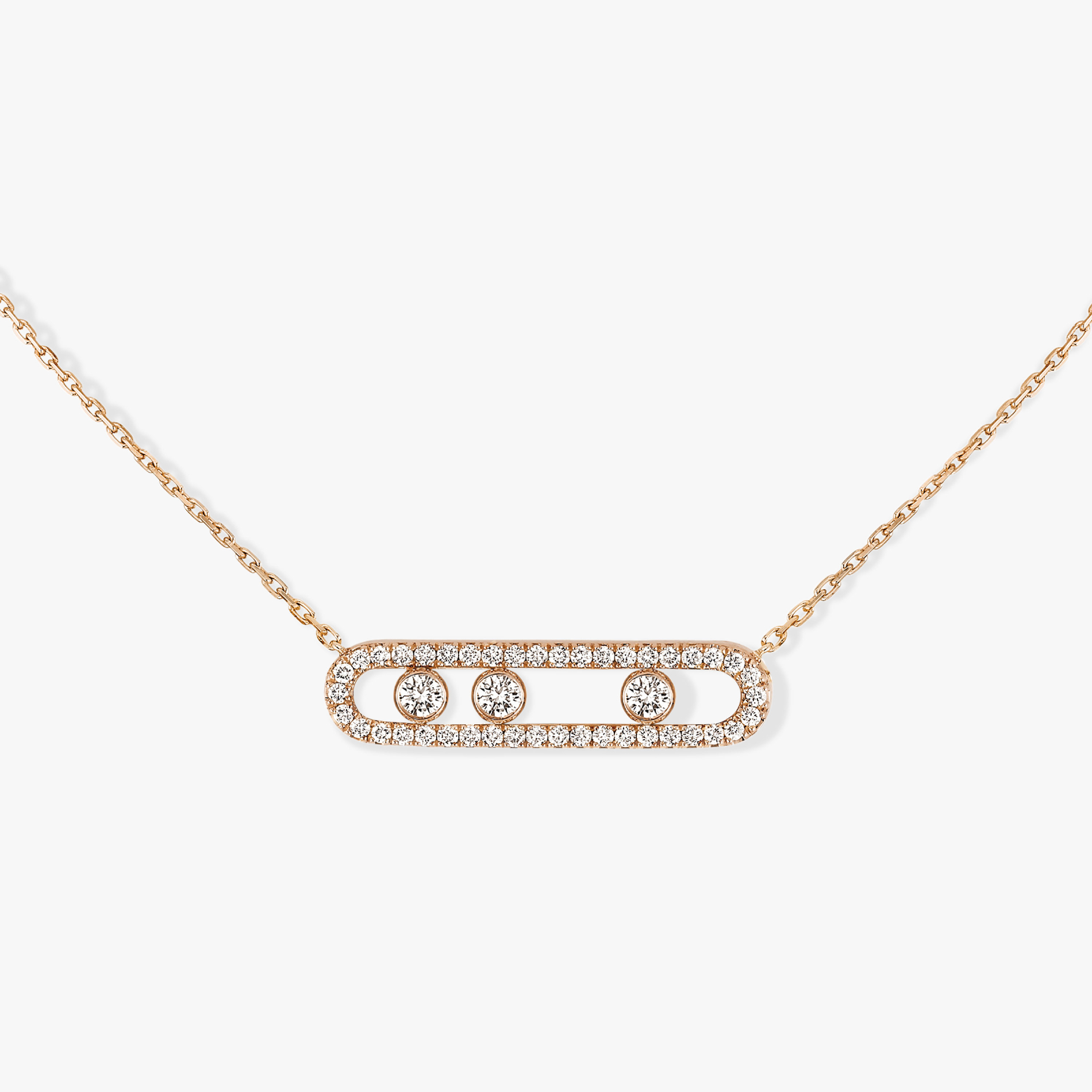 Collier Move Pavé Diamant Or Rose