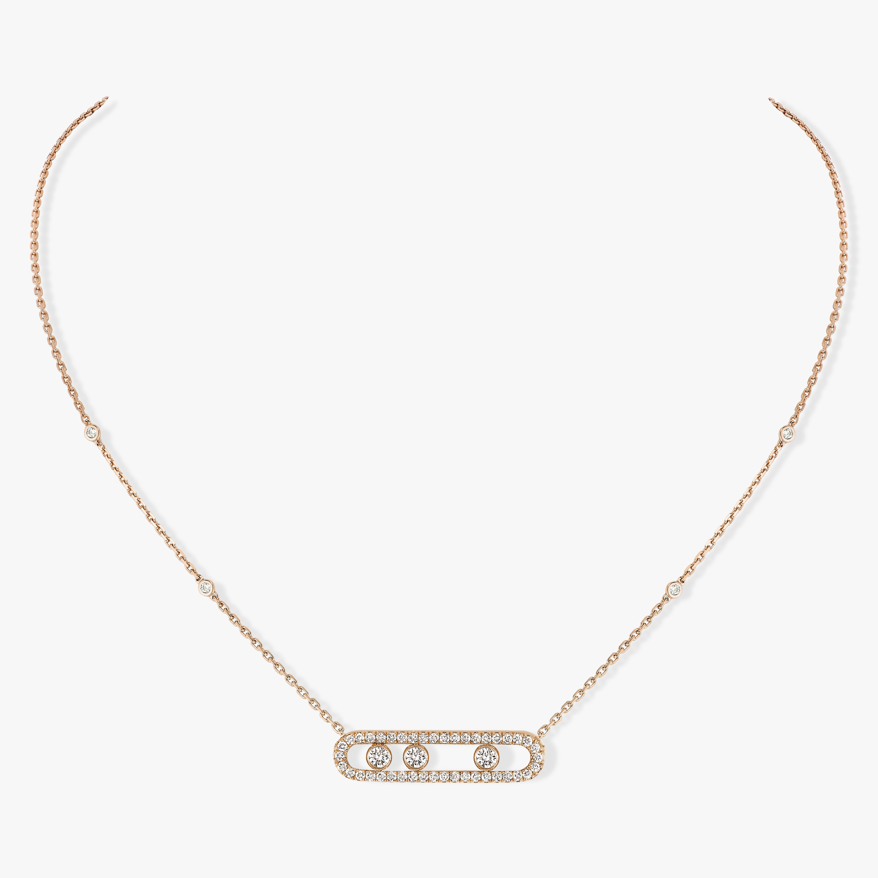 Collier Move Pavé Diamant Or Rose Move Classique Référence :  03994-PG -2