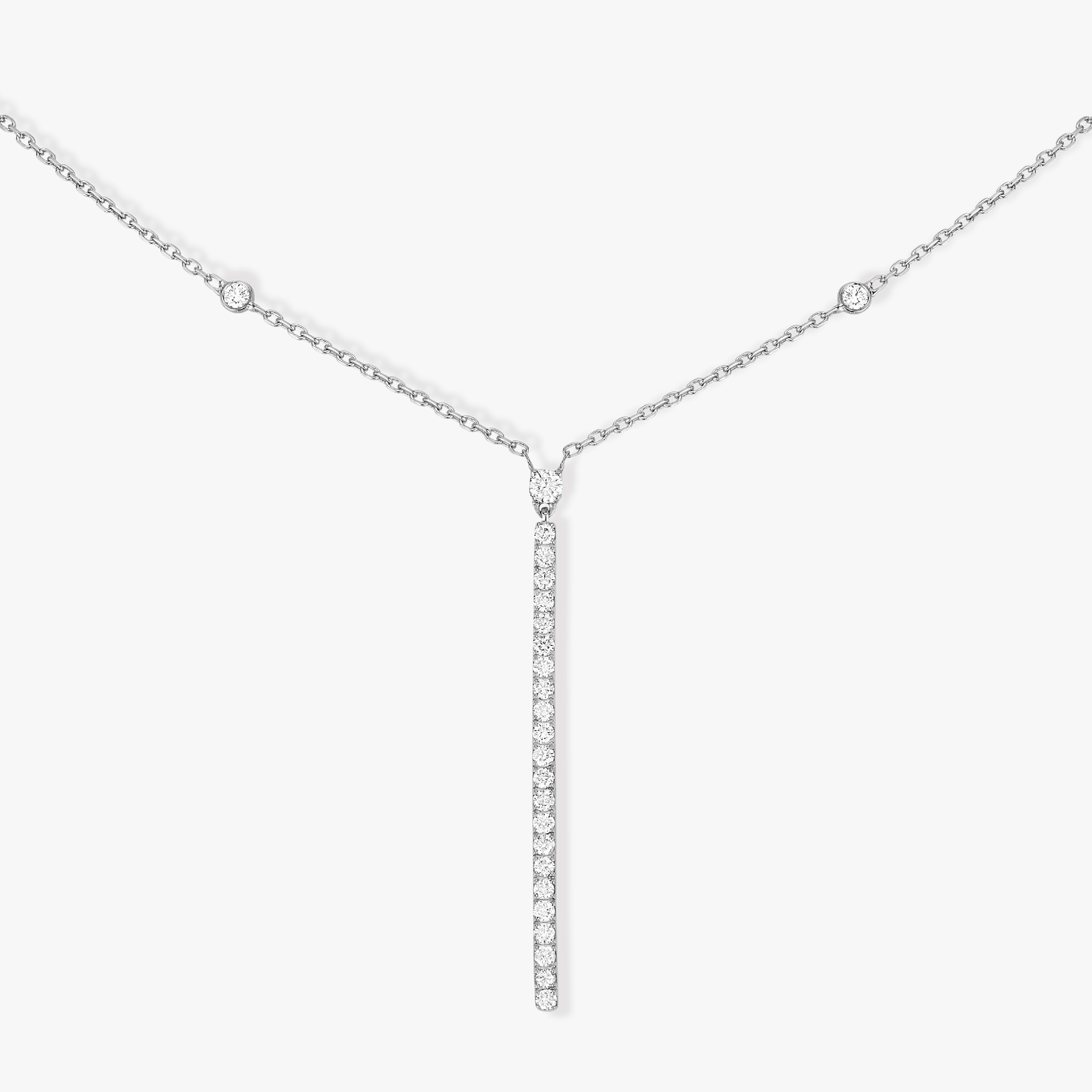 Collier Gatsby Barrette Verticale Diamant Or Blanc