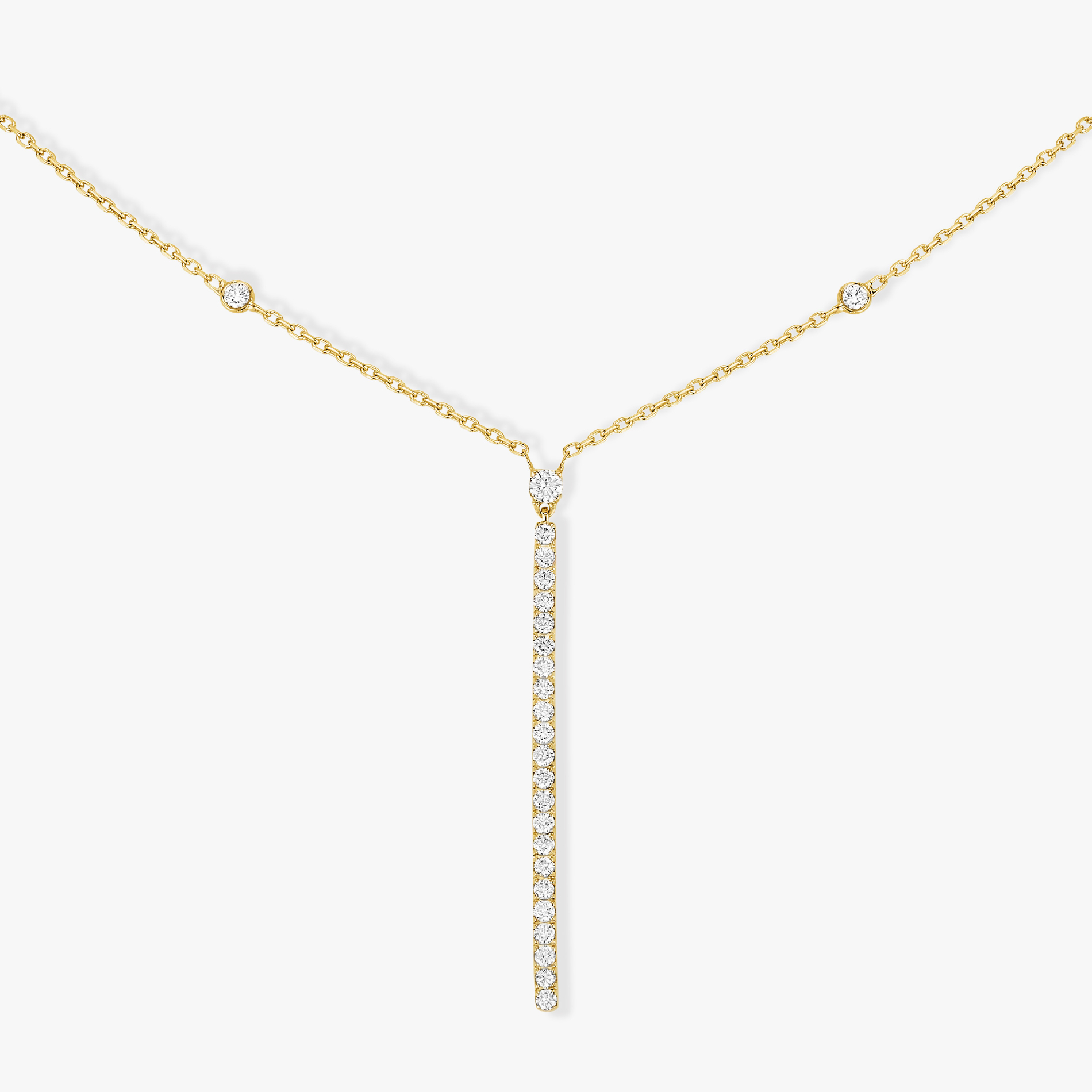 Collier Gatsby Barrette Verticale Diamant Or Jaune