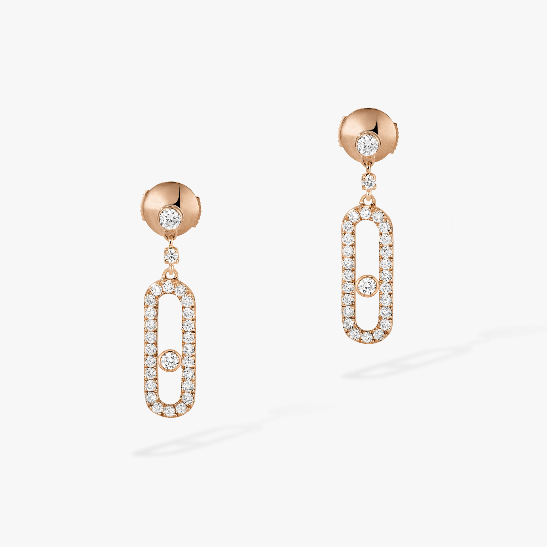 Boucles Dormeuses Move Uno d'oreilles Diamant Or Rose