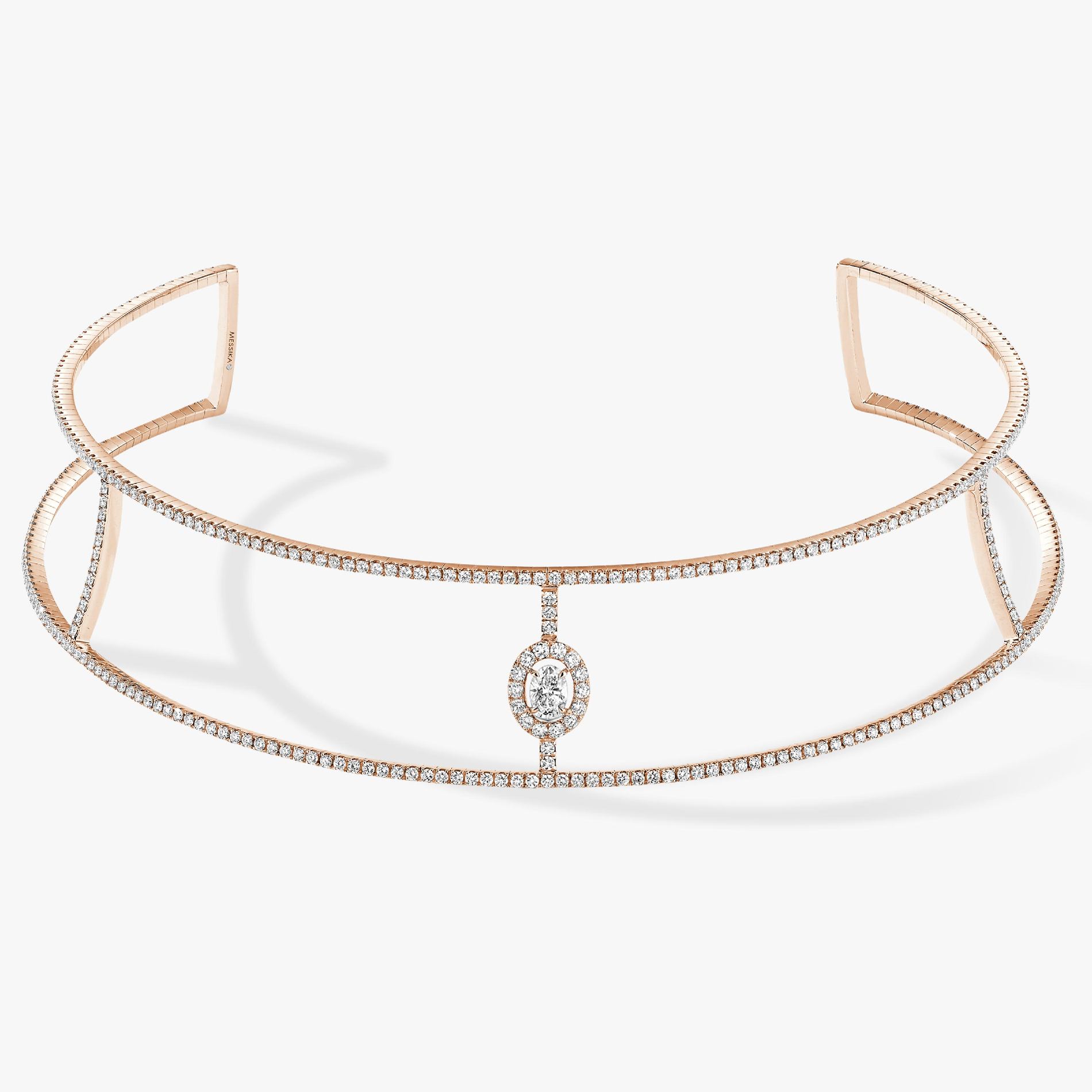 Collier Glam'Azone Skinny Pavé Diamant Or Rose