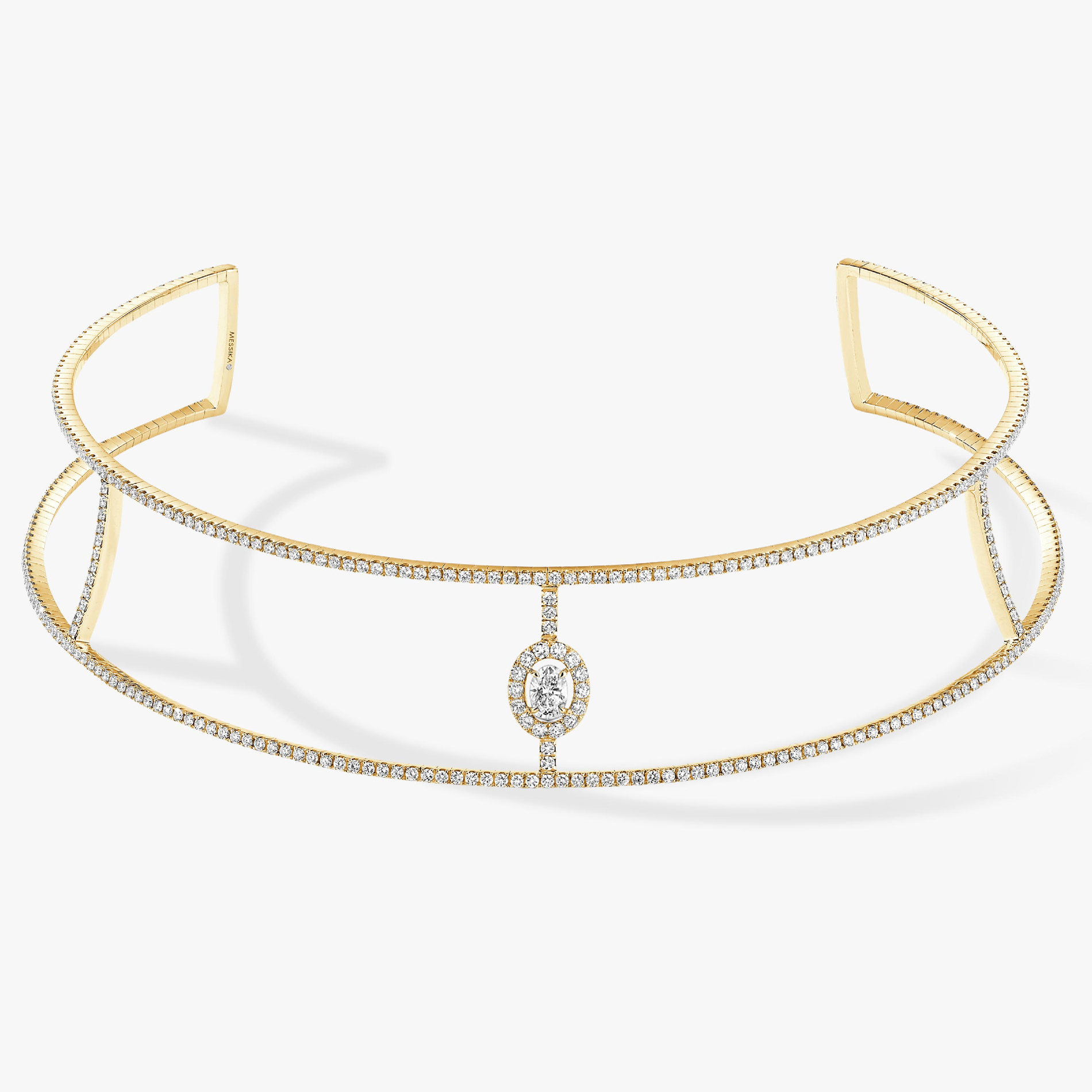 Collier Glam'Azone Skinny Pavé Diamant Or Jaune