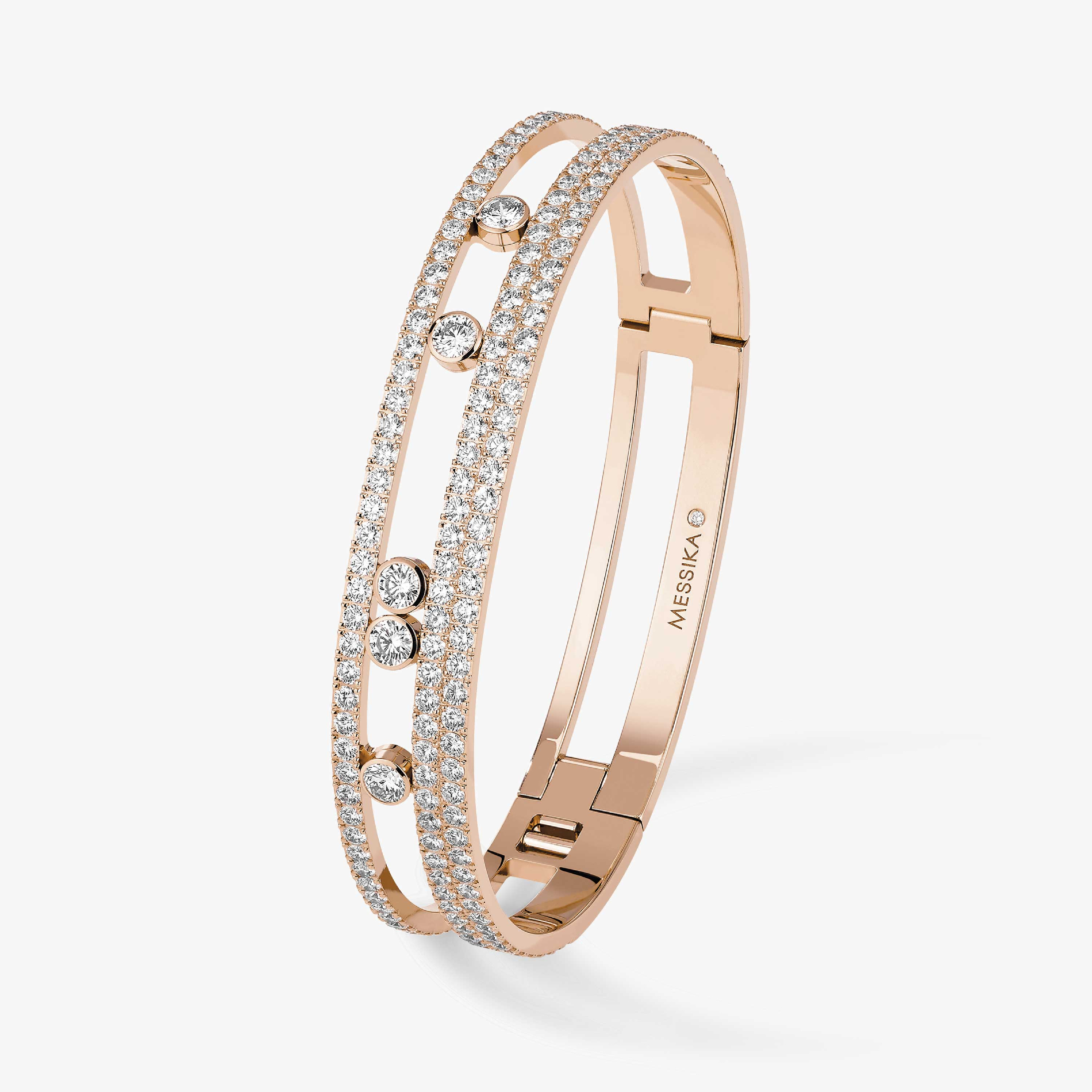 Bracelet Bangle Move Romane GM Pavé Diamant Or Rose