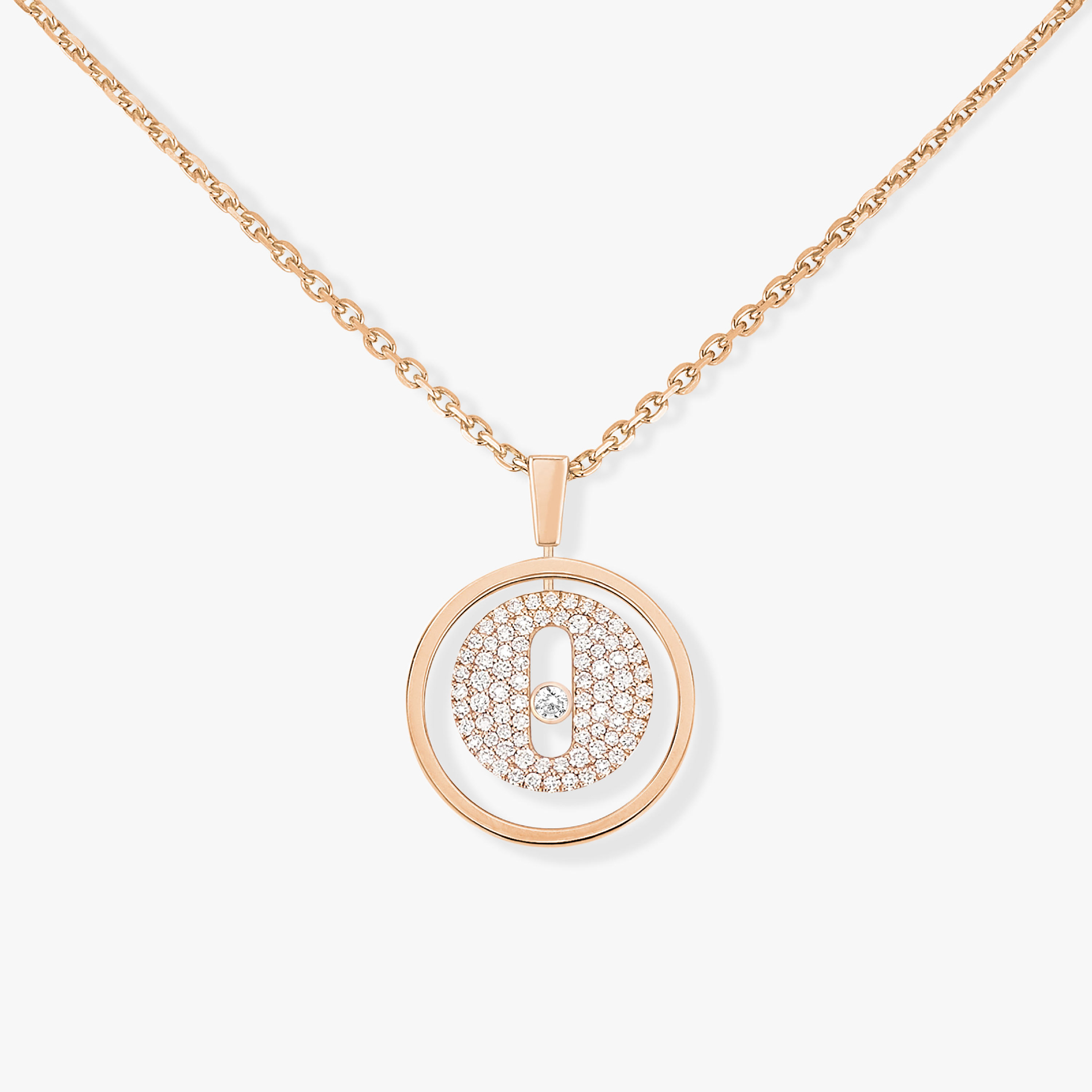 Collier Lucky Move PM Pavé Diamant Or Rose