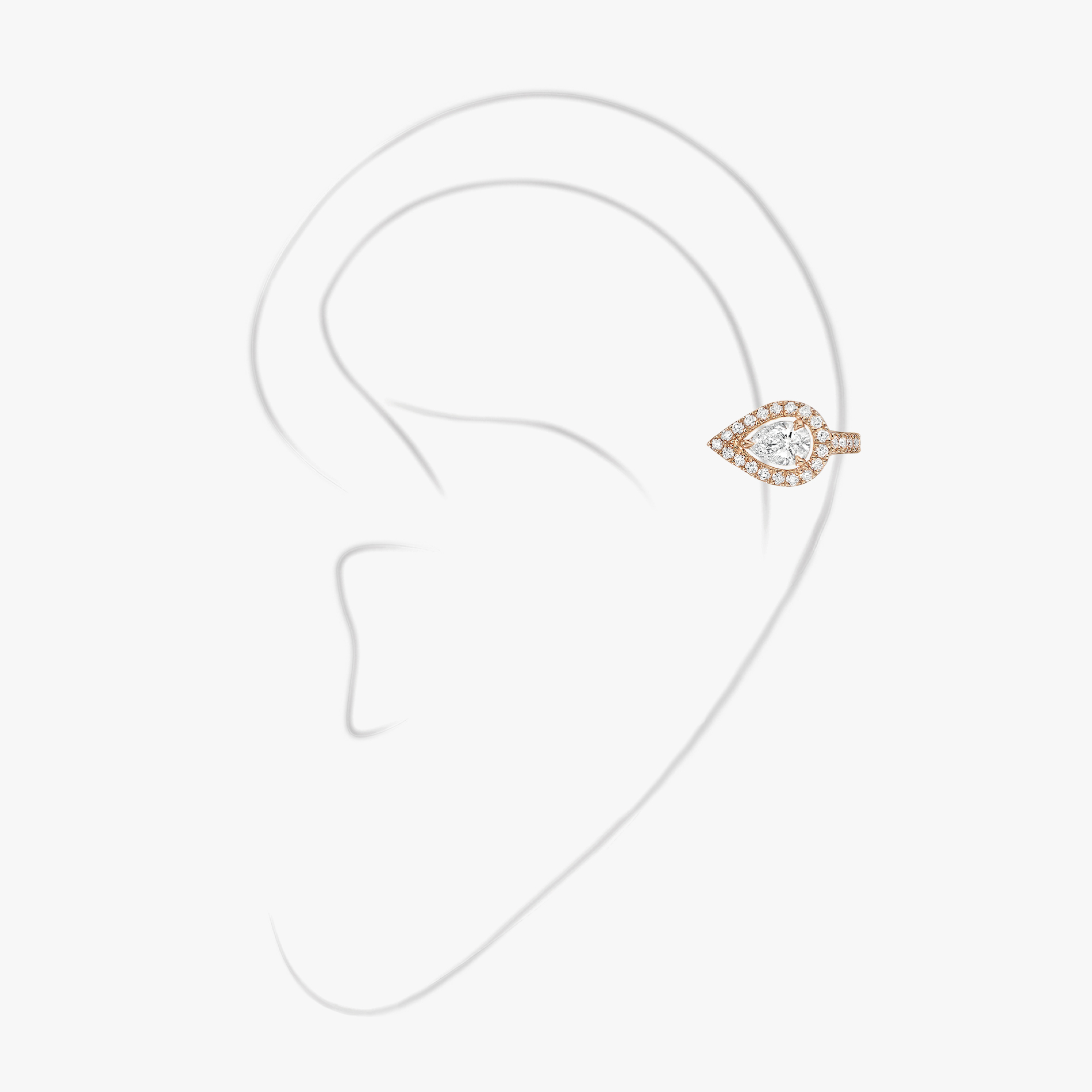 Boucles Mono clip Haut My Twin Diamant Poire 0,15ct d'oreilles Diamant Or Rose