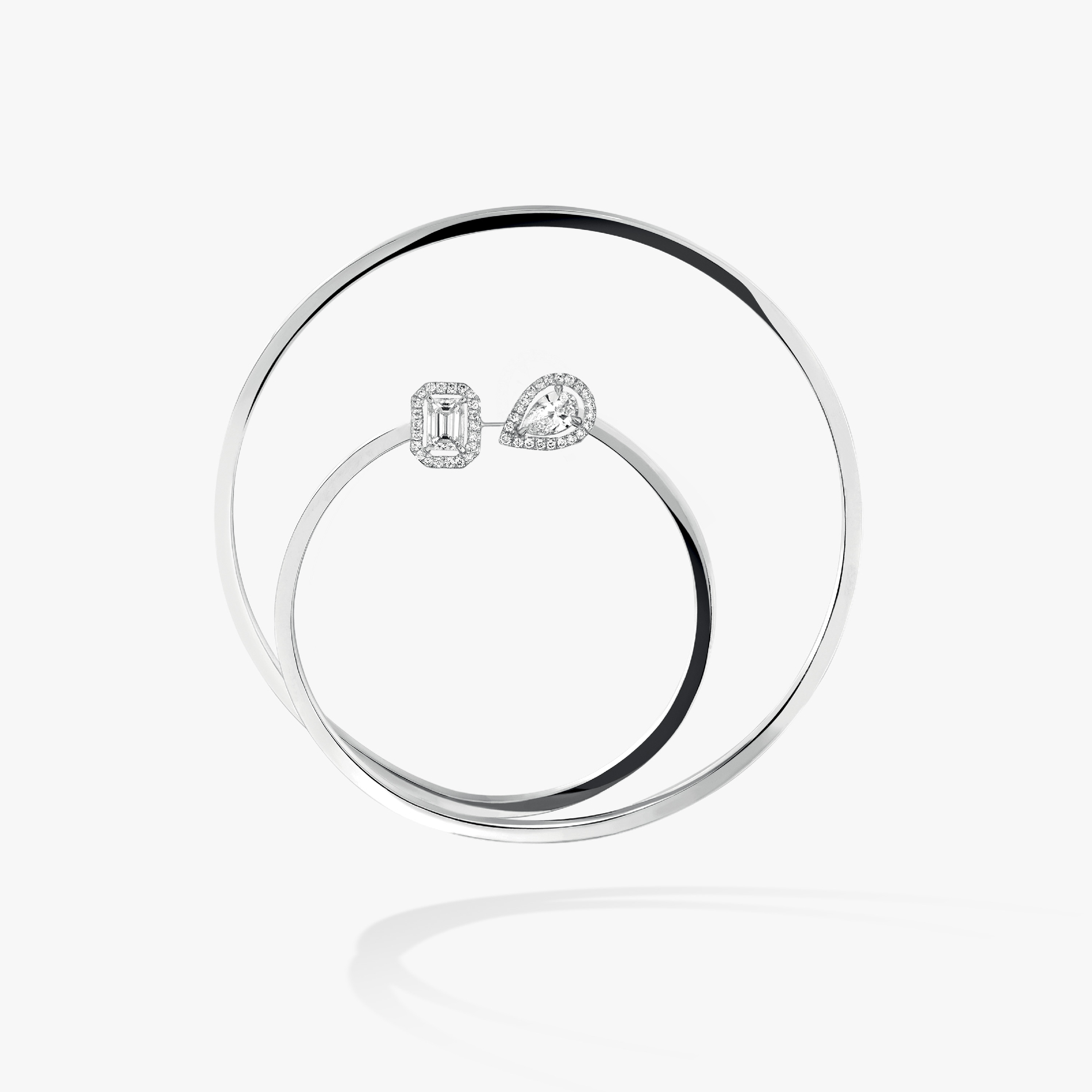 Boucles Mono Créole My Twin 2x0,10ct d'oreilles Diamant Or Blanc