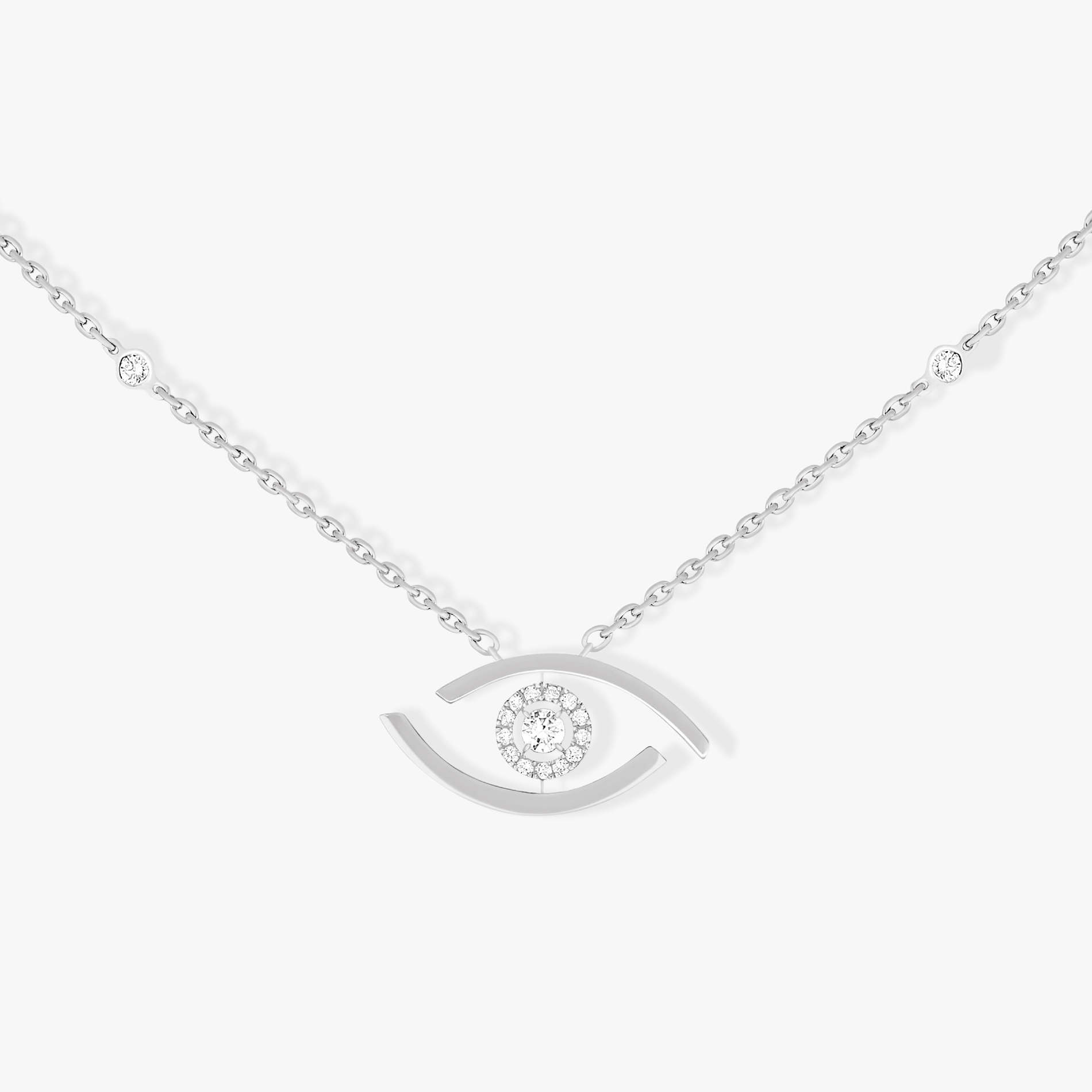 Collier Lucky Eye Diamant Or Blanc