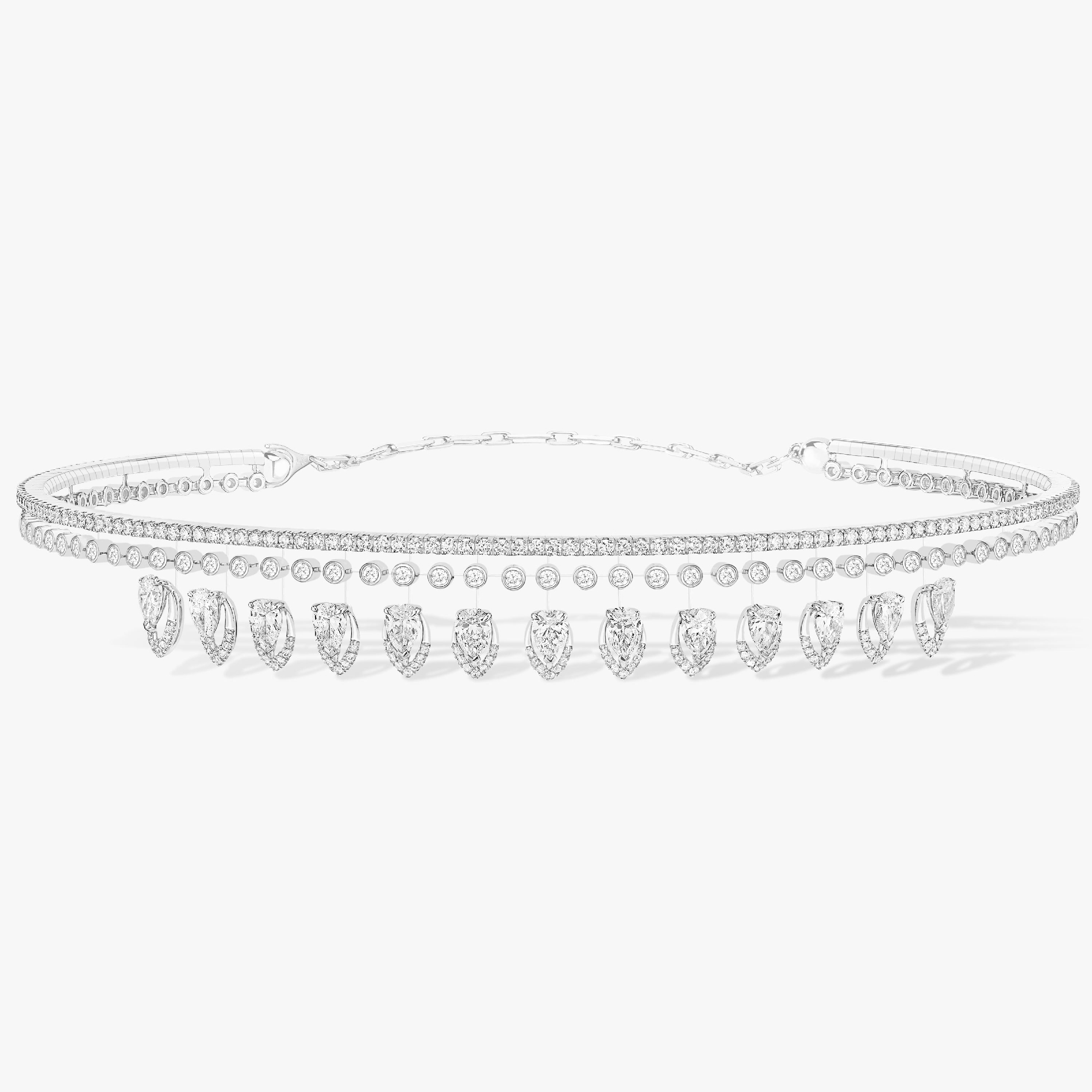 Collier Choker Skinny Desert Bloom Diamant Or Blanc