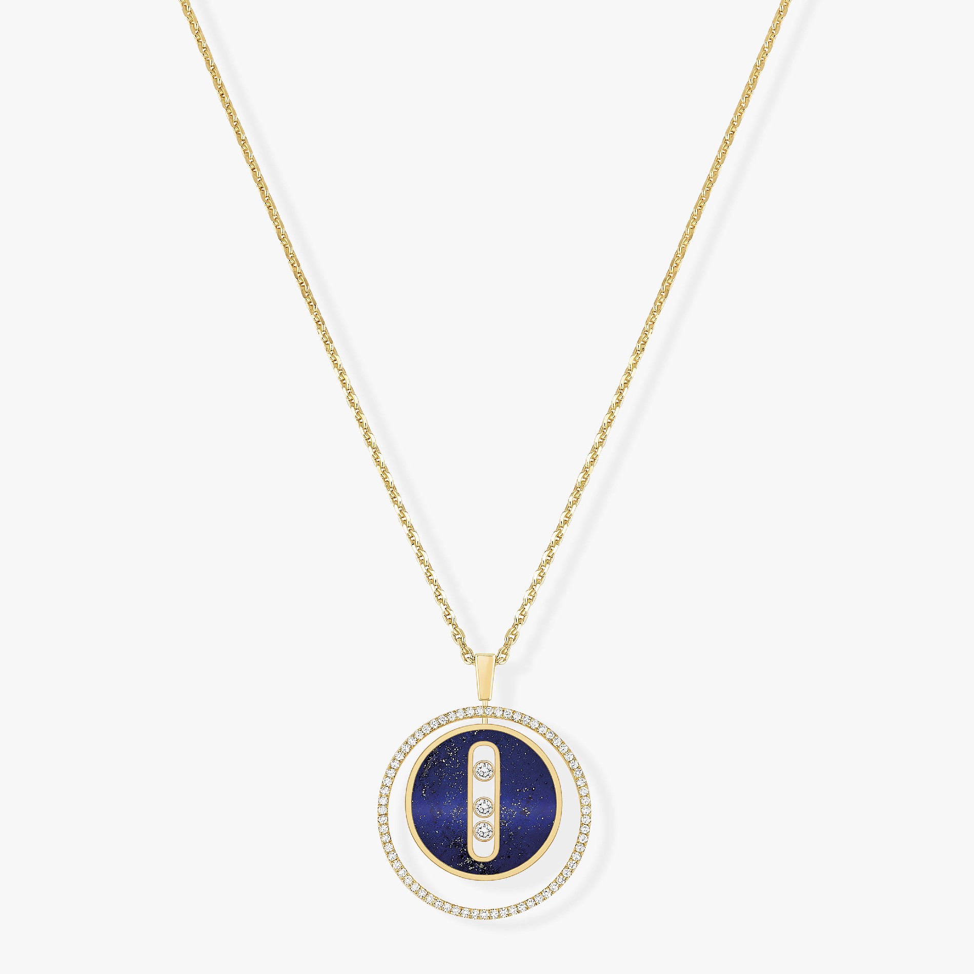 Collier Lucky Move MM Lapis Lazuli Diamant Or Jaune