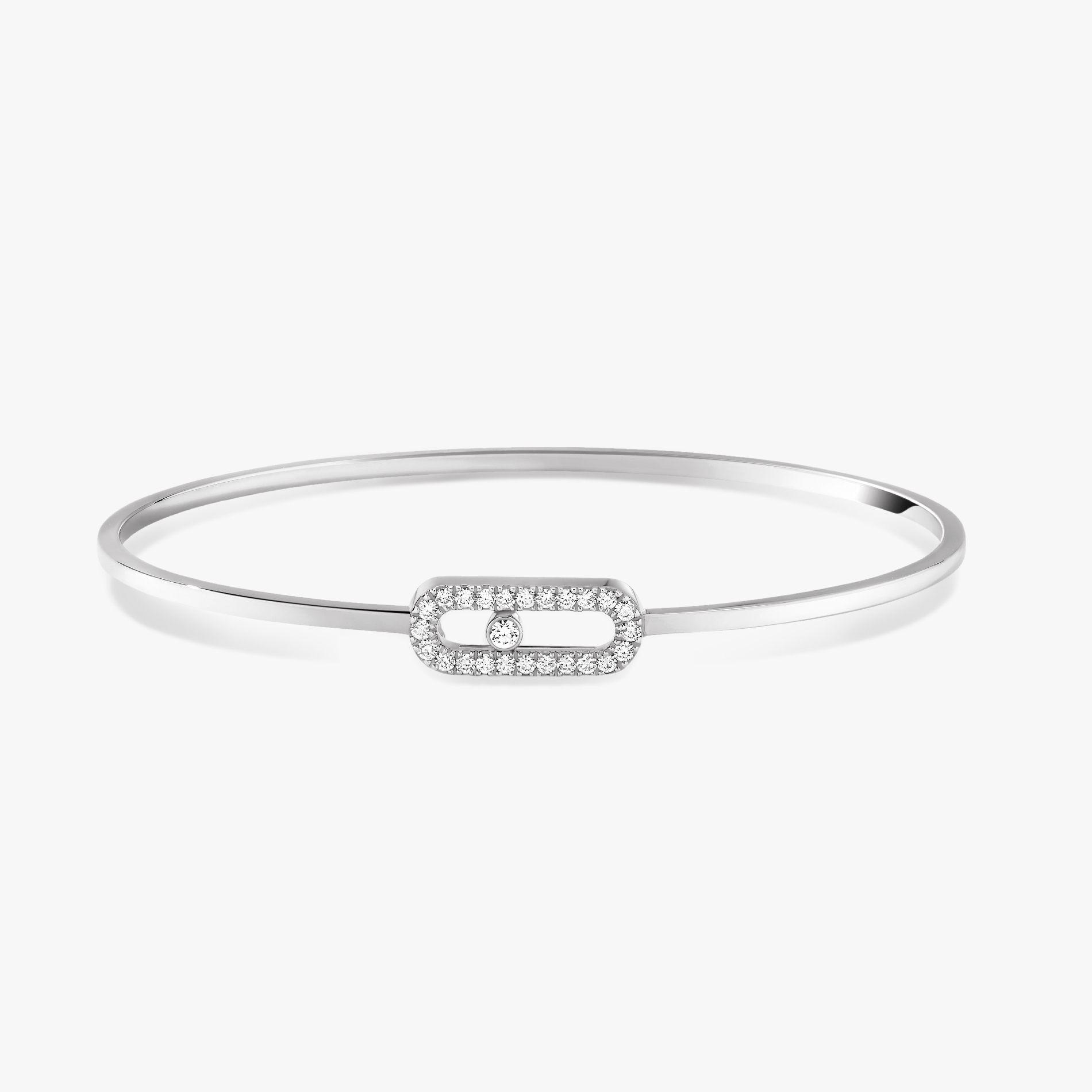 Bracelet Jonc Flex Move Uno Pavé Diamant Or Blanc