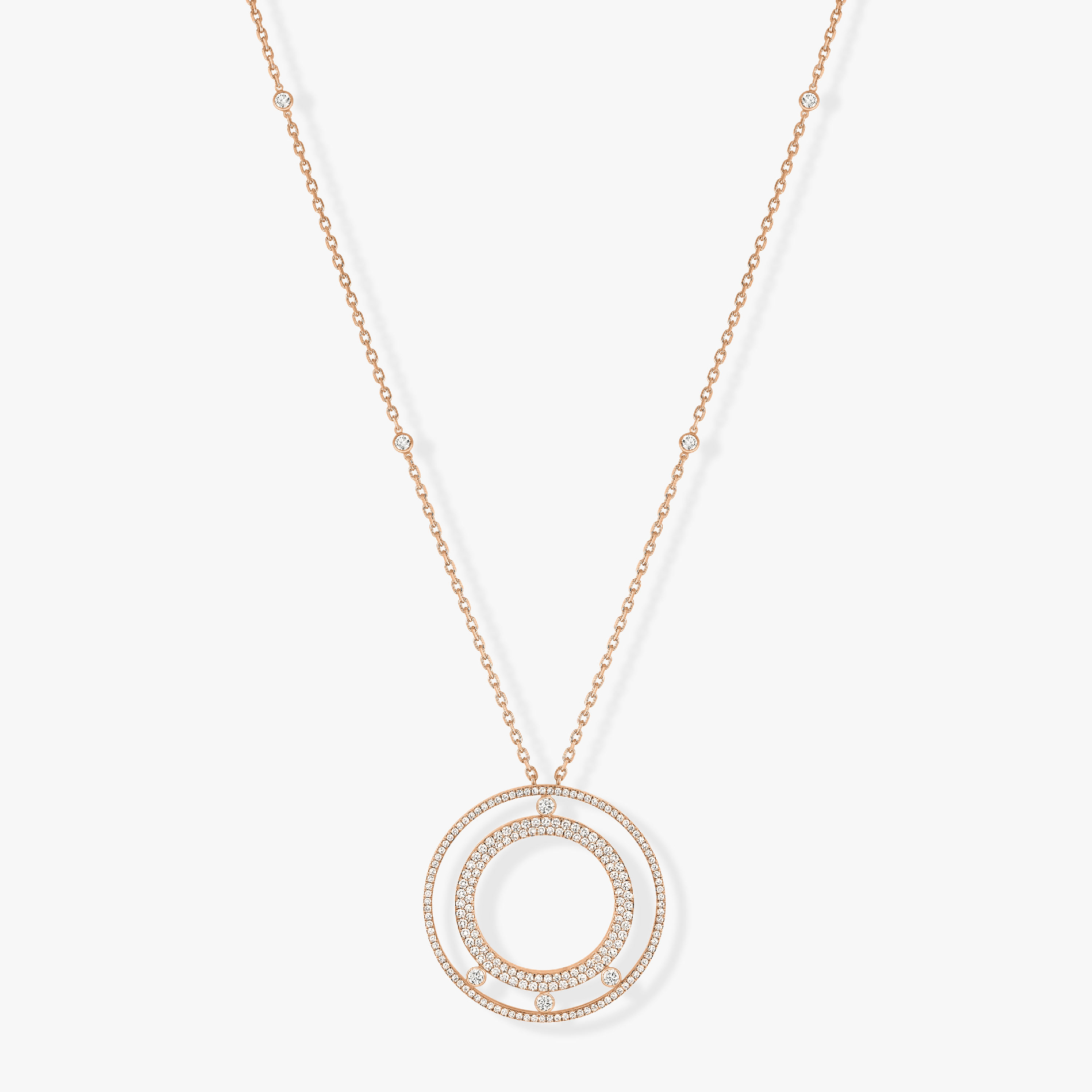 Collier Collier Long Move Romane Pavé Diamant Or Rose