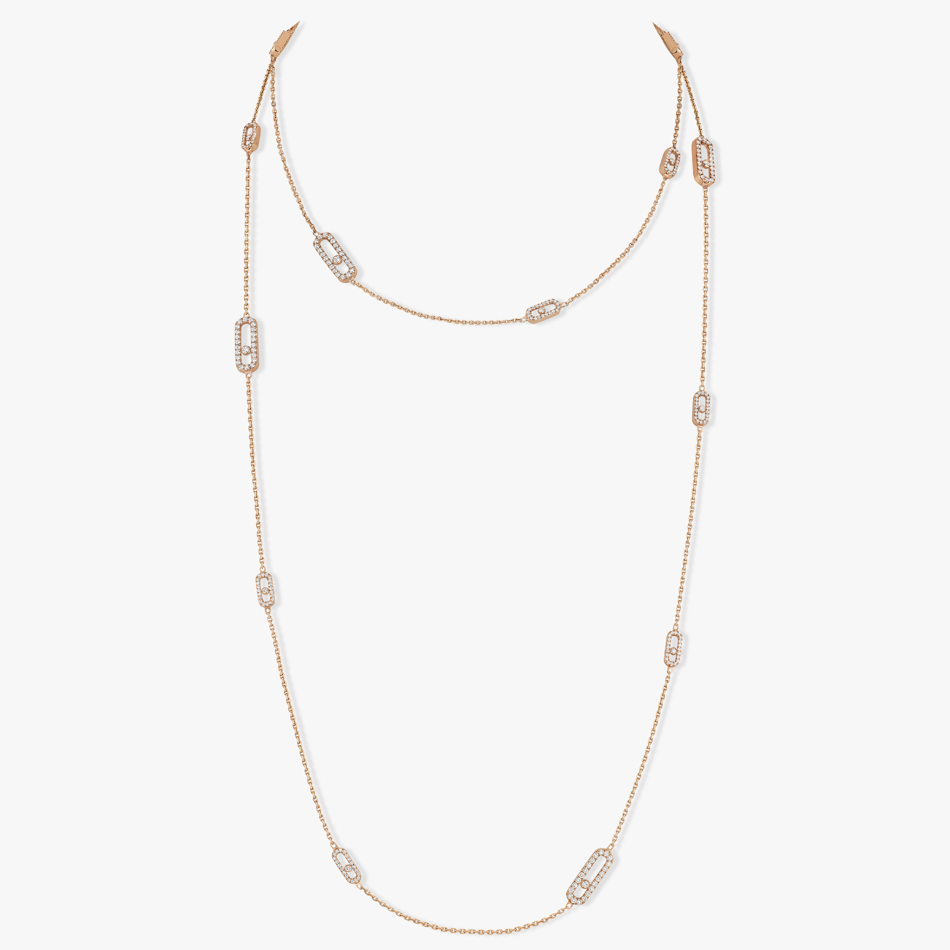 Collier Sautoir Long Move Uno Diamant Or Rose