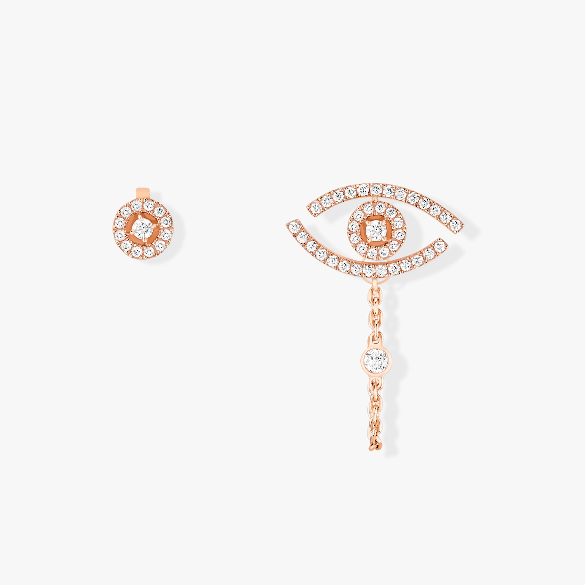 Boucles Lucky Eye Pavées d'oreilles Diamant Or Rose