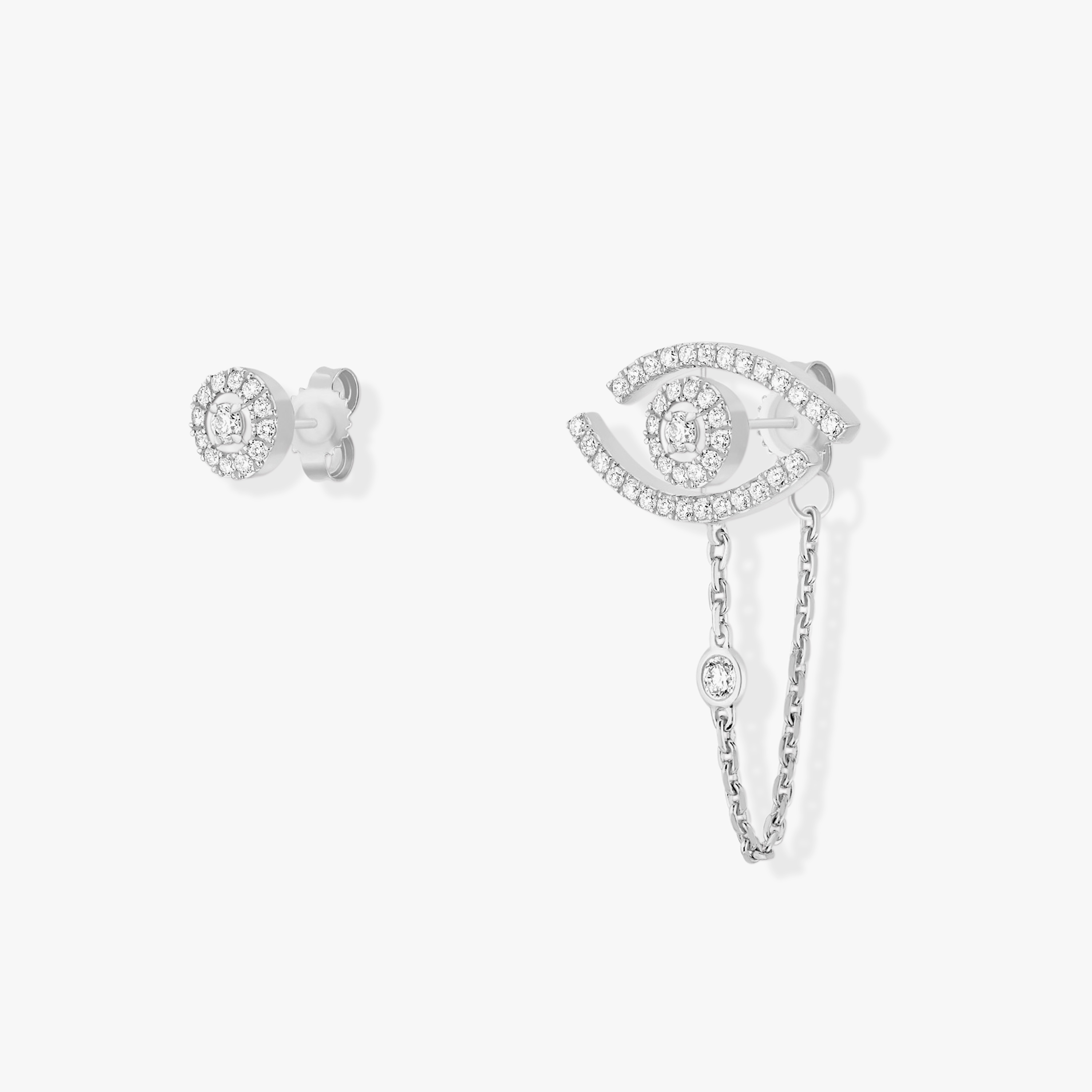 Boucles Lucky Eye Pavées d'oreilles Diamant Or Blanc Lucky Eye Référence :  11349-WG -2