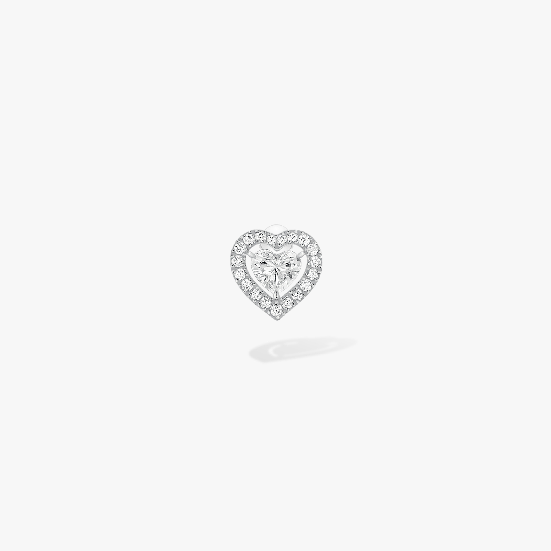 Boucles Puce d'Oreille Joy cœur 0,15ct d'oreilles Diamant Or Blanc