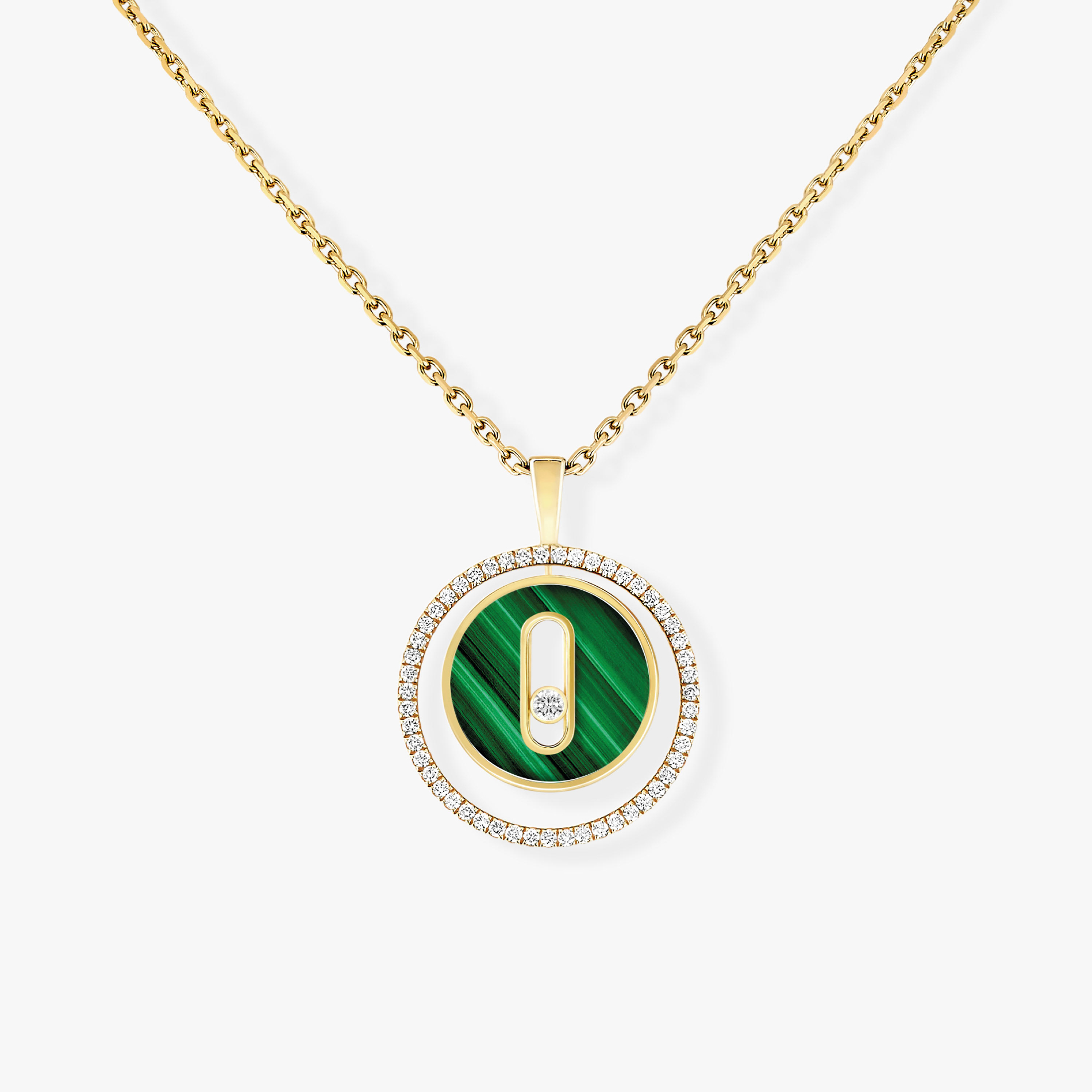 Collier Lucky Move PM Malachite Diamant Or Jaune