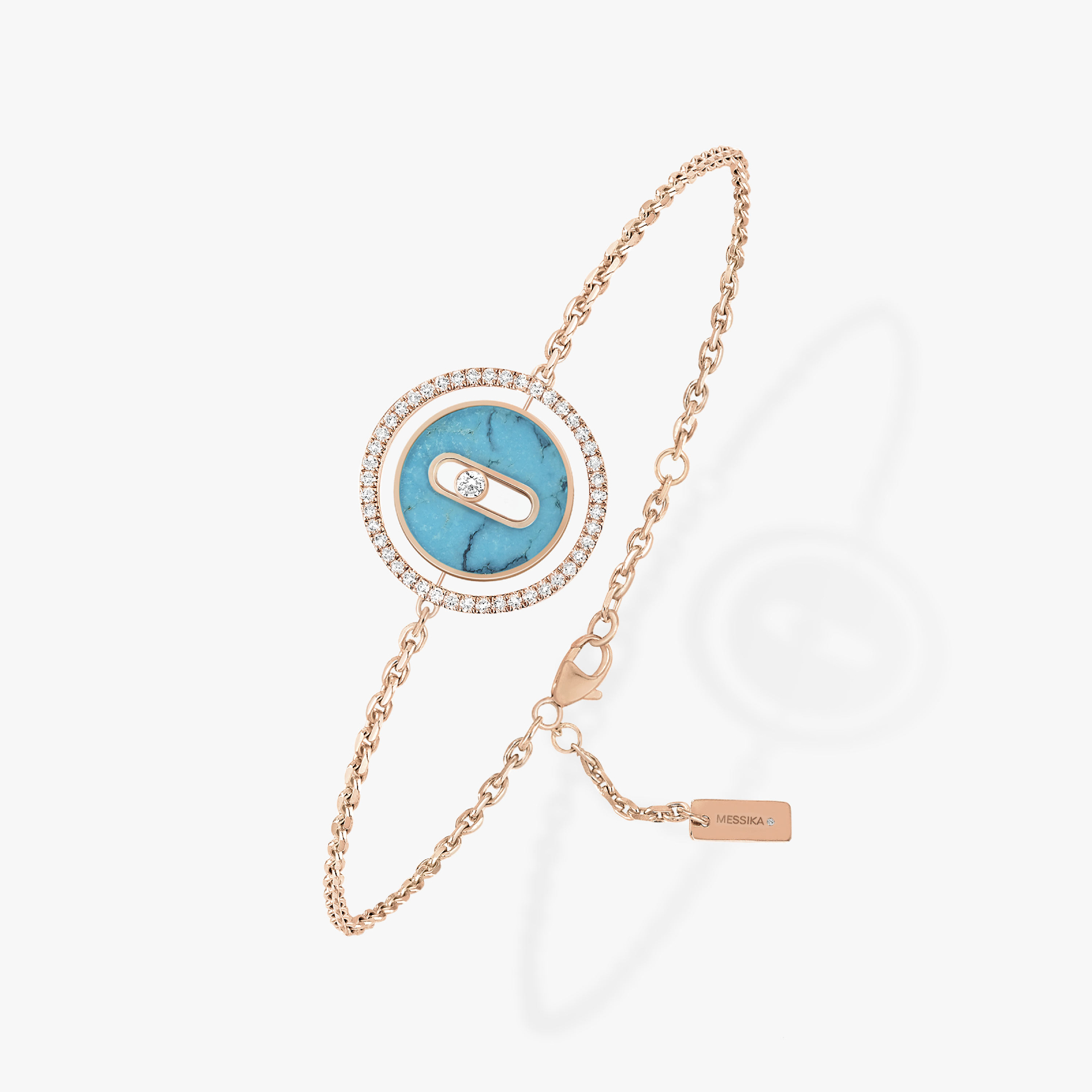 Bracelet Lucky Move PM Turquoise Diamant Or Rose