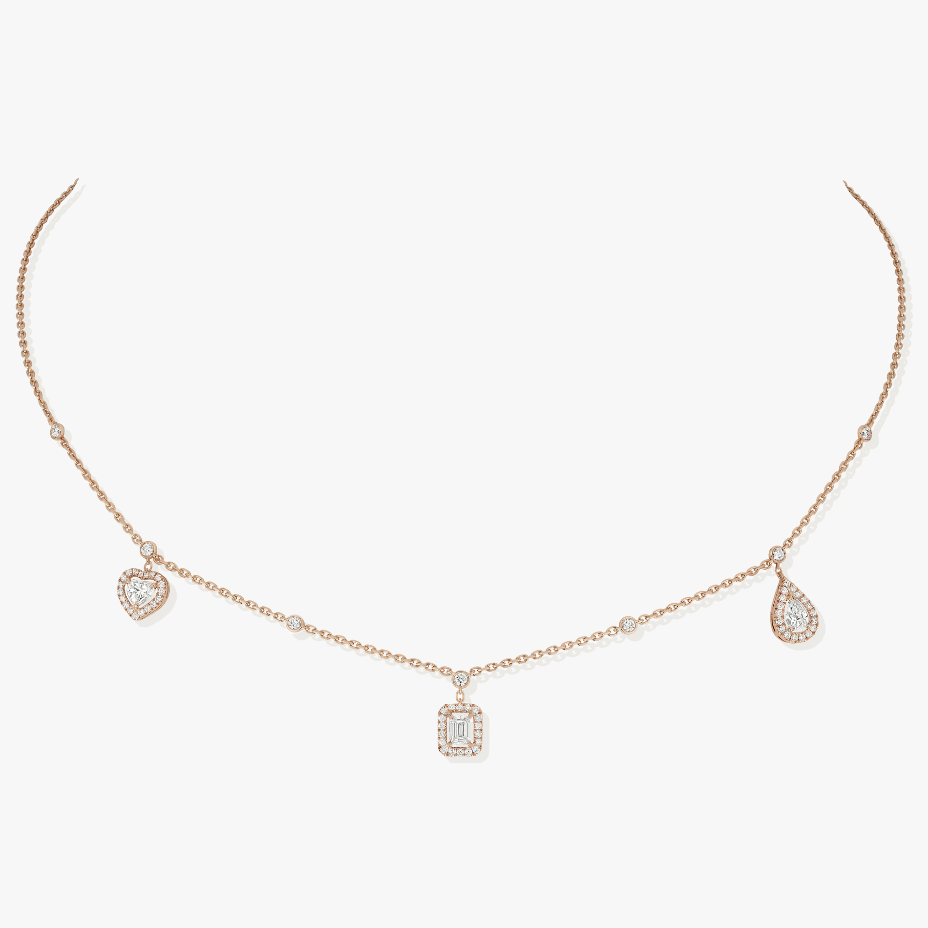 Collier My Twin Trio 3x0,15ct Diamant Or Rose