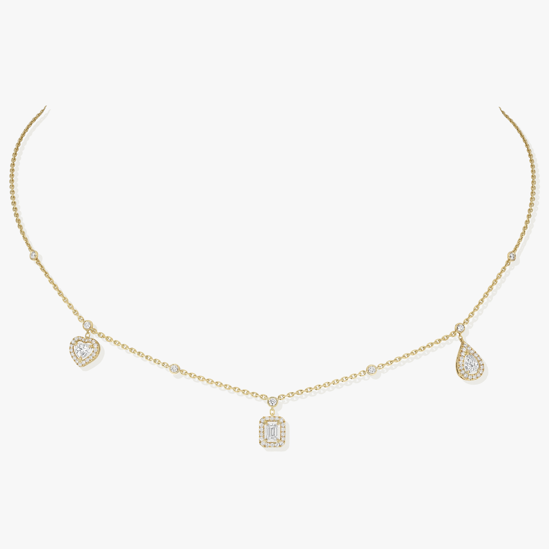 Collier My Twin Trio 3x0,15ct Diamant Or Jaune