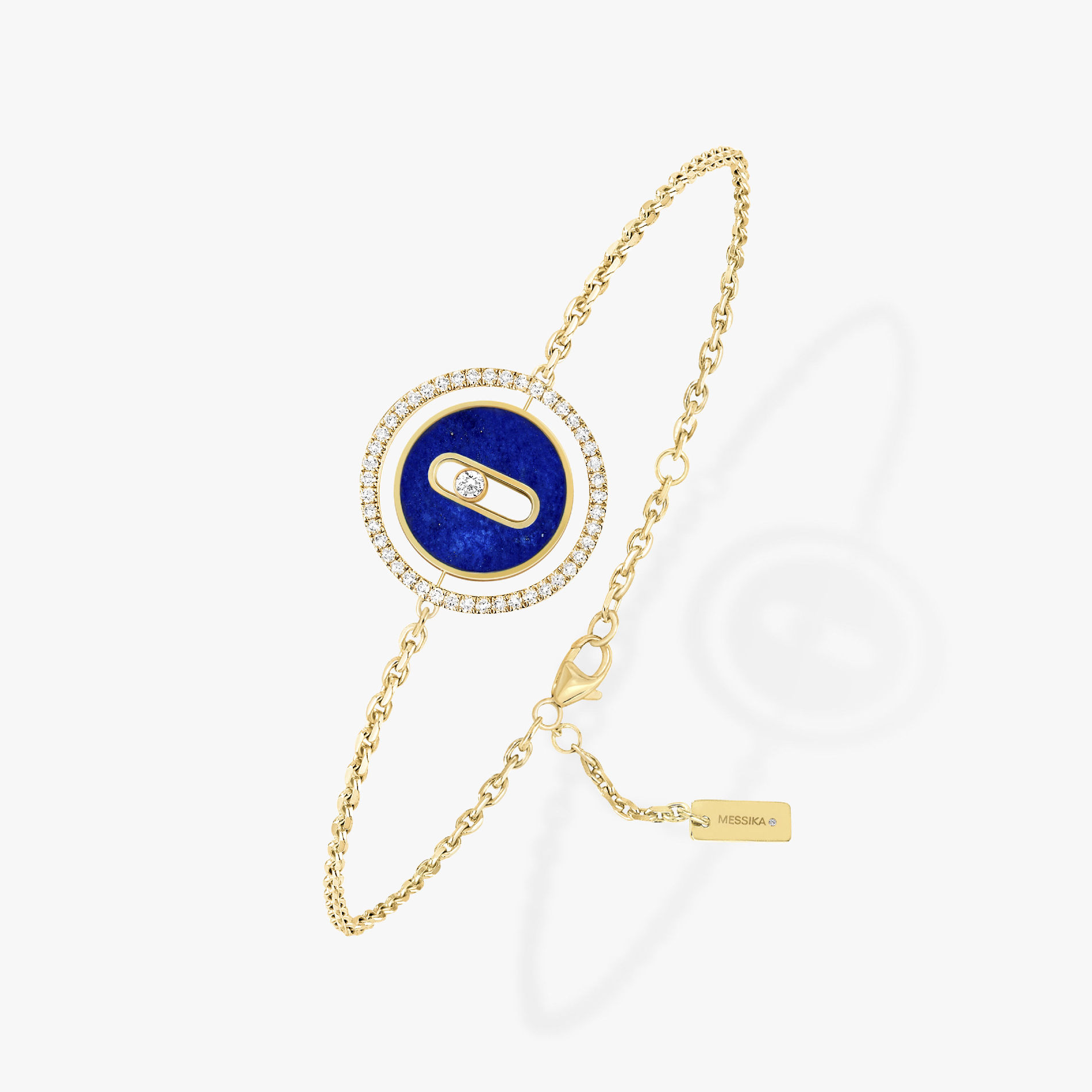 Bracelet Lucky Move PM Lapis Lazuli Diamant Or Jaune