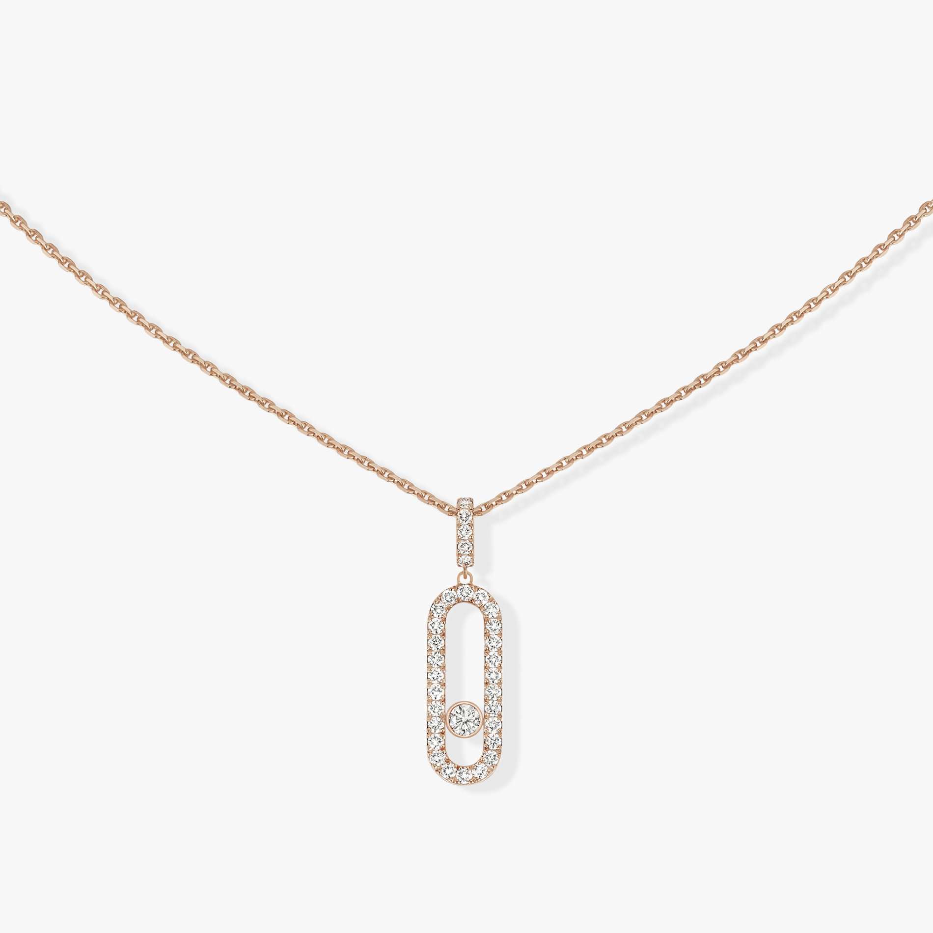 Collier Move Uno GM Pavé Diamant Or Rose