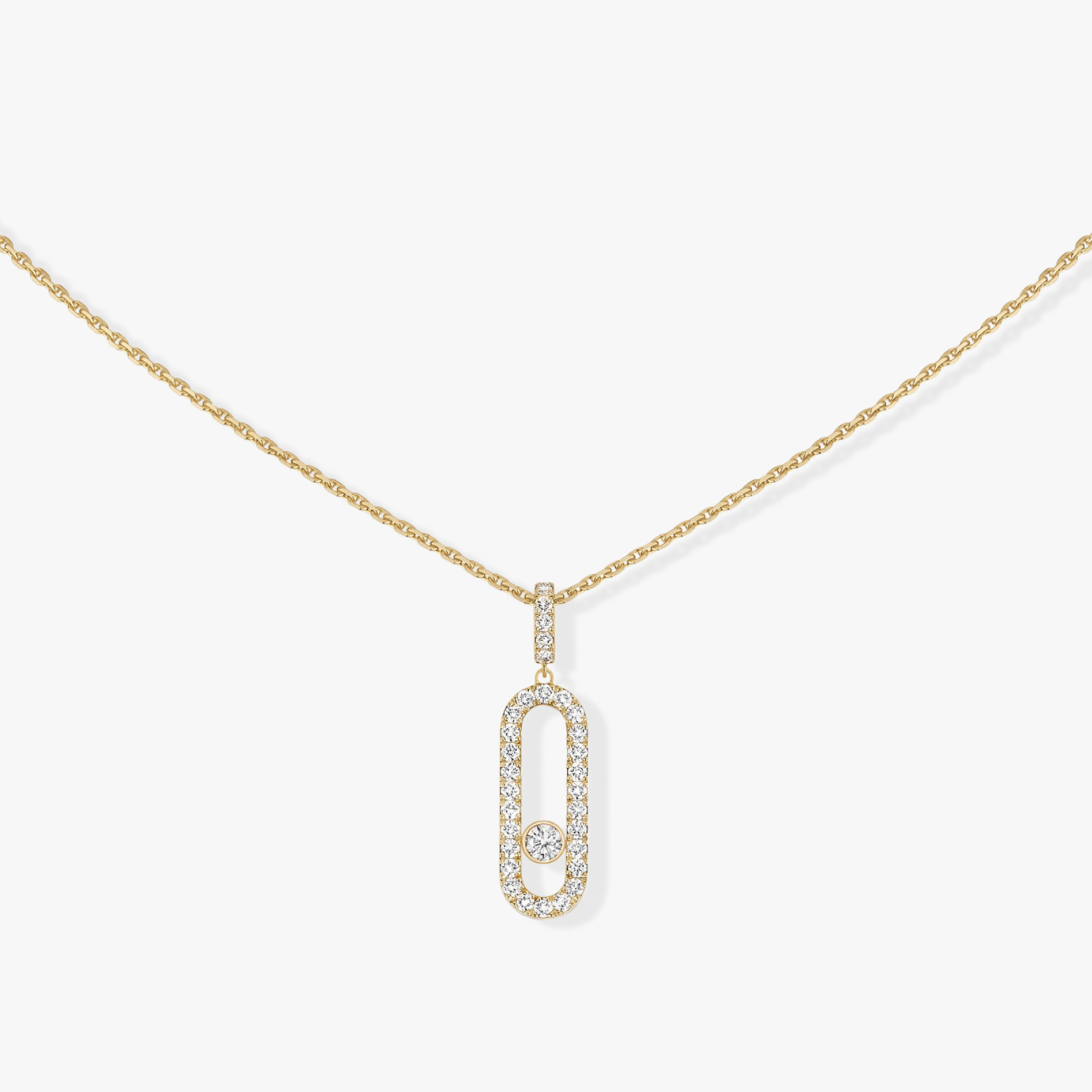 Collier Move Uno GM Pavé Diamant Or Jaune