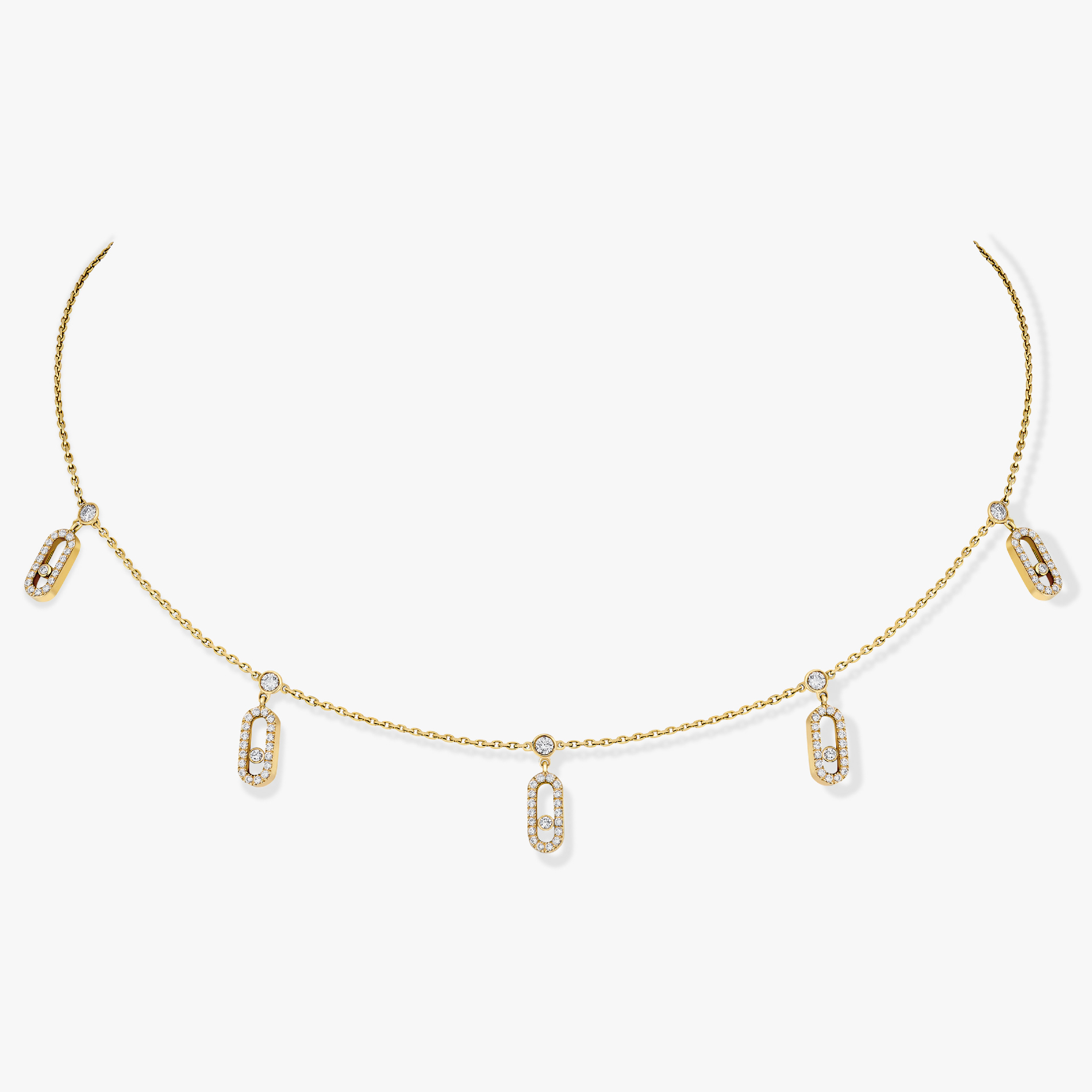 Collier Choker Move Uno Pampille Pavé Diamant Or Jaune