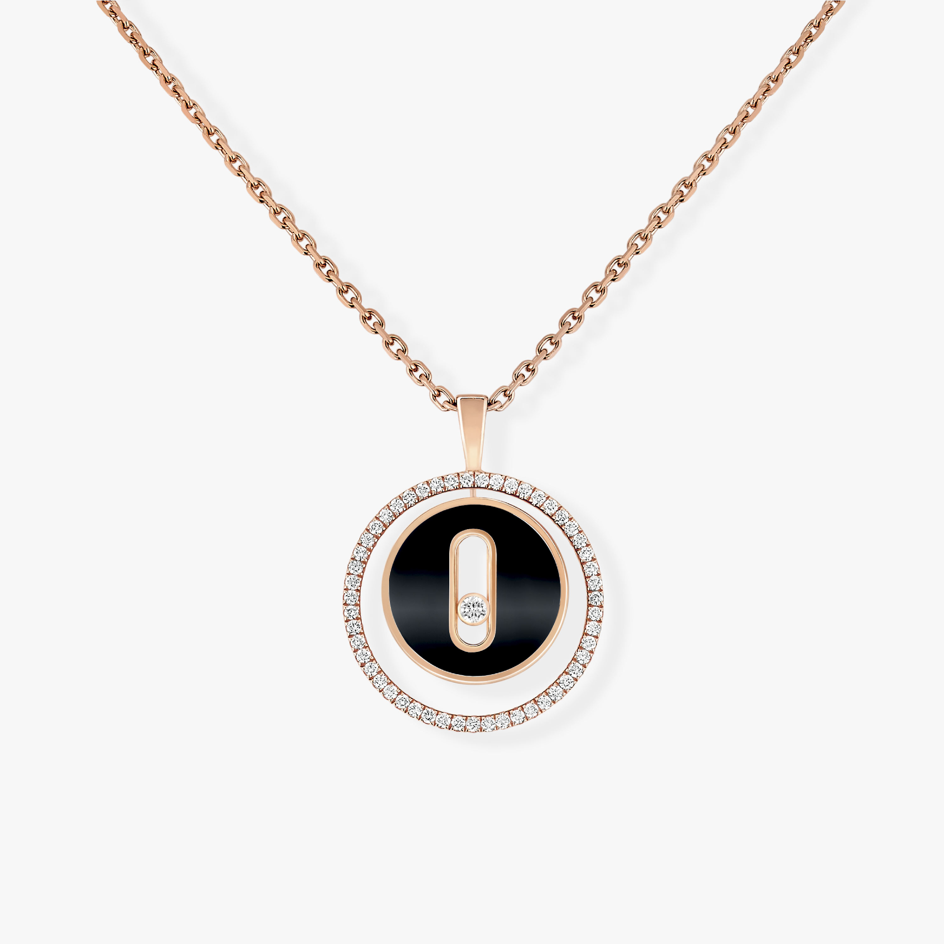 Collier Lucky Move PM Onyx Diamant Or Rose