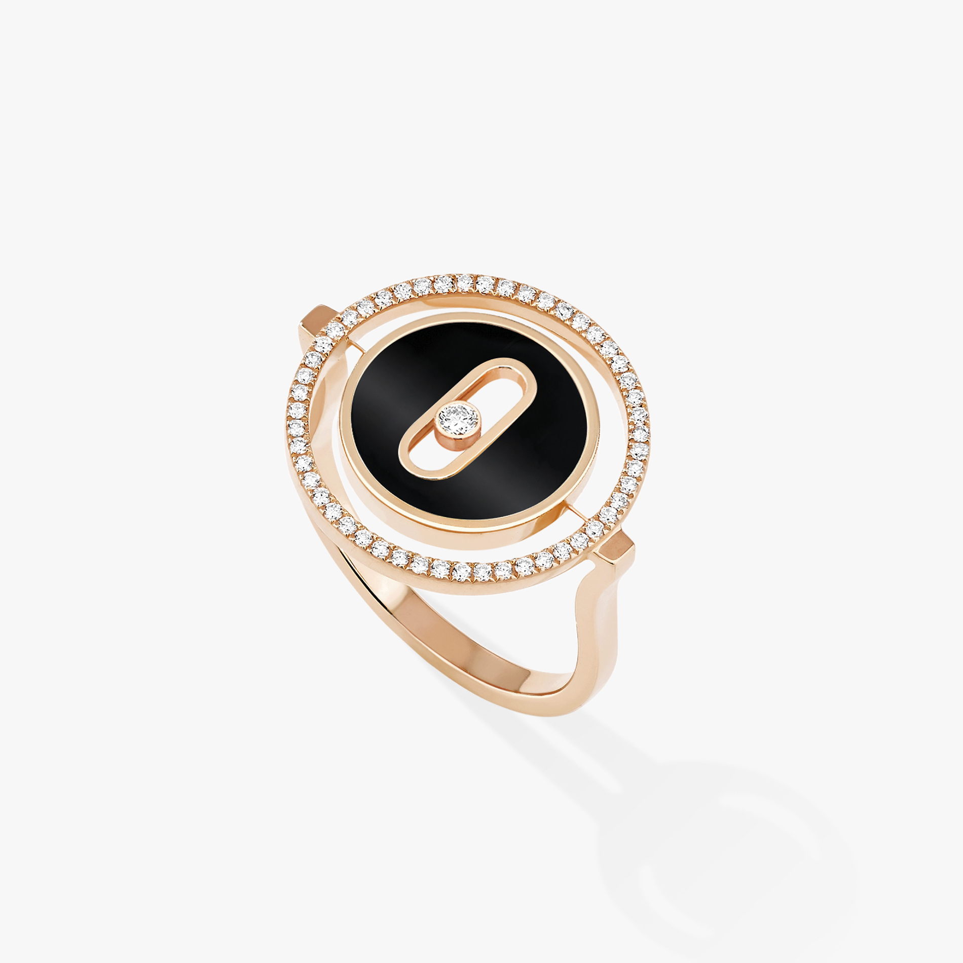 Bague Lucky Move PM Onyx Diamant Or Rose