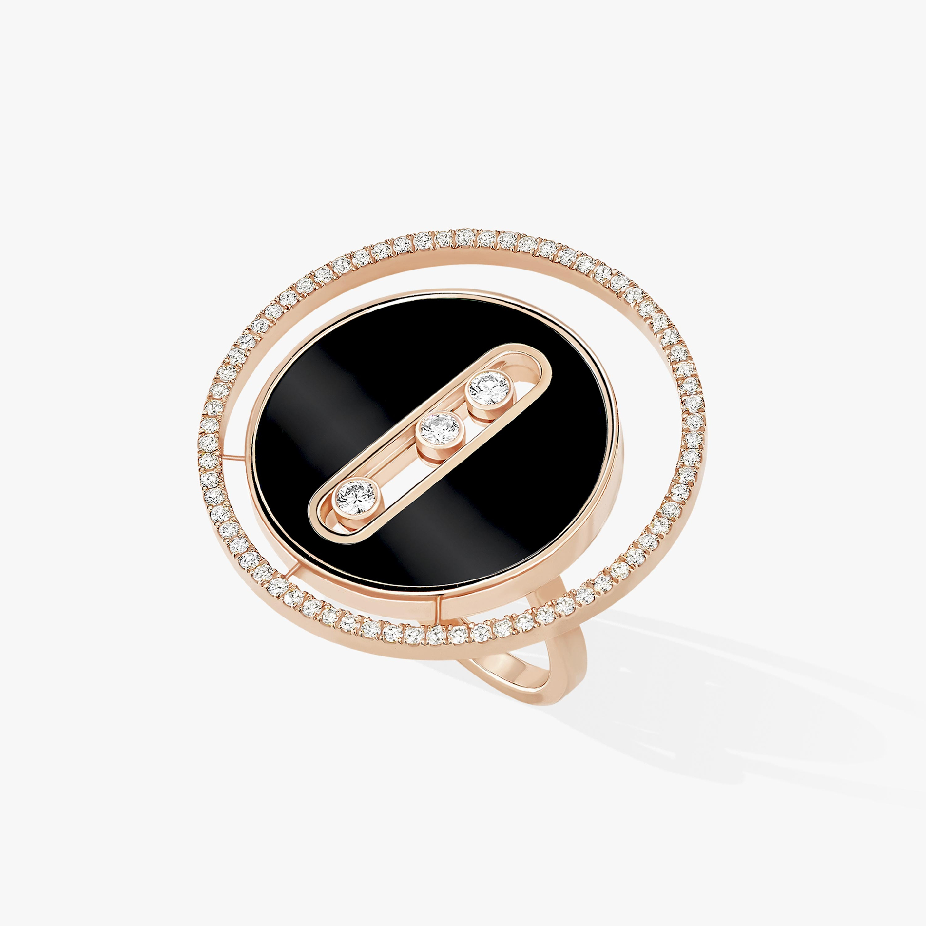 Bague Lucky Move GM Onyx Diamant Or Rose