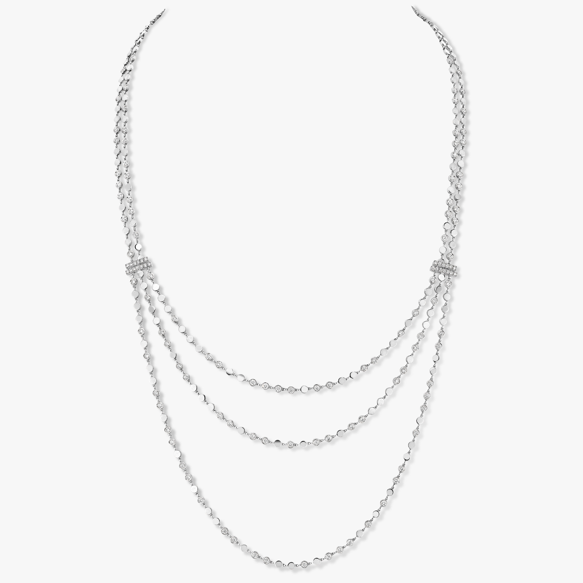 Collier Diamant Or Blanc long d-vibes multi rangs