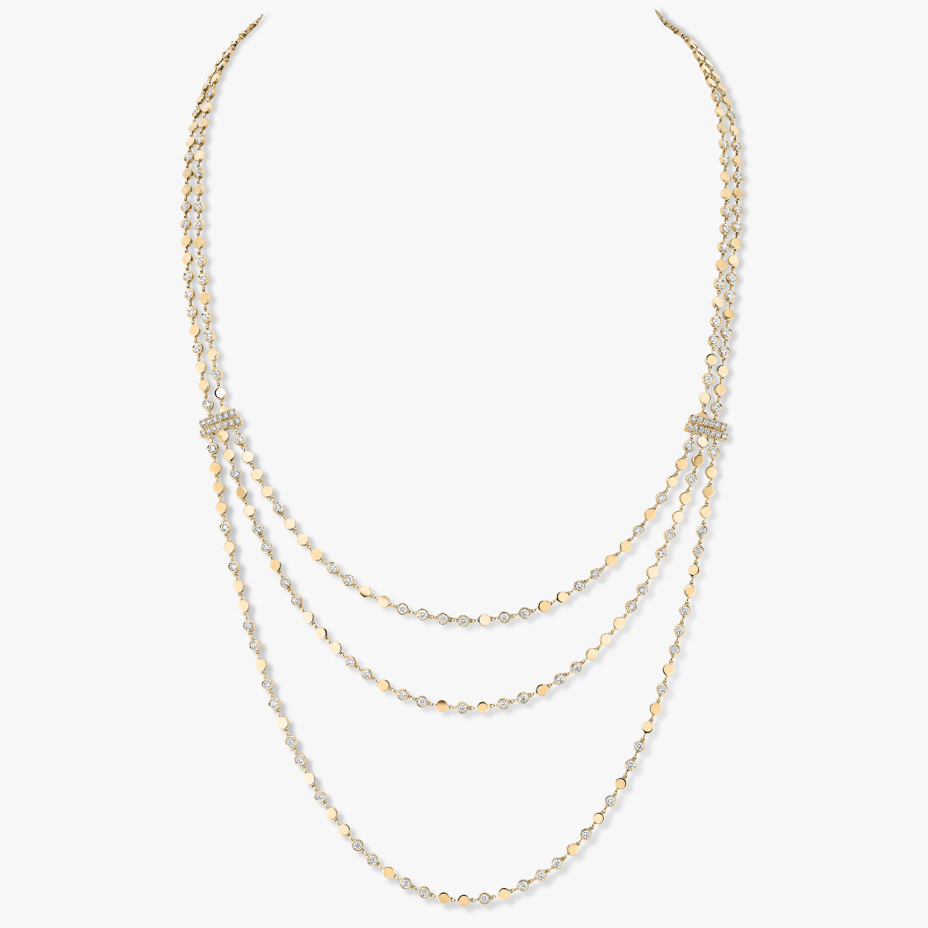 Collier Diamant Or Jaune long d-vibes multi rangs