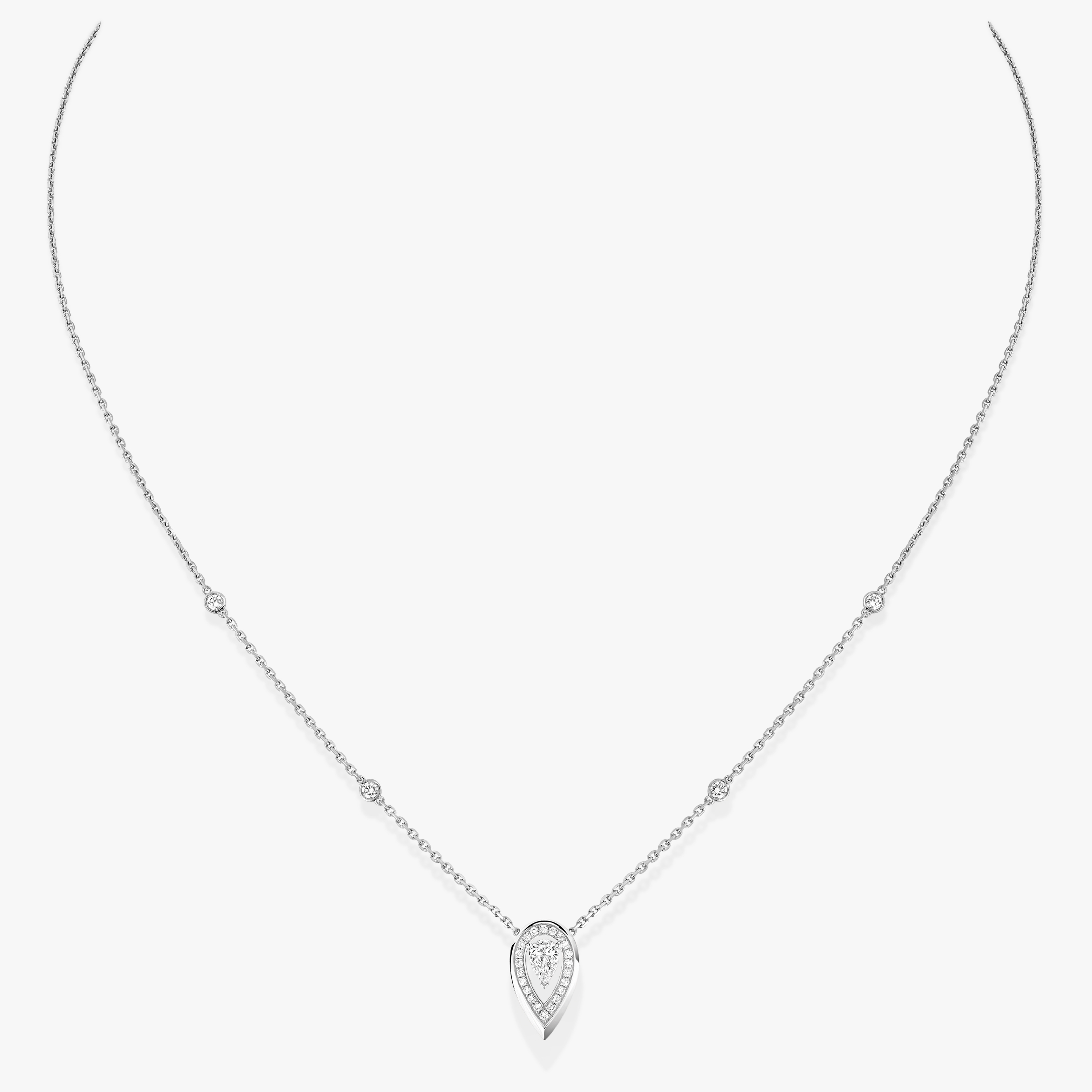 Collier femme or blanc diamant fiery 0,10ct Fiery Référence :  12611-WG -2