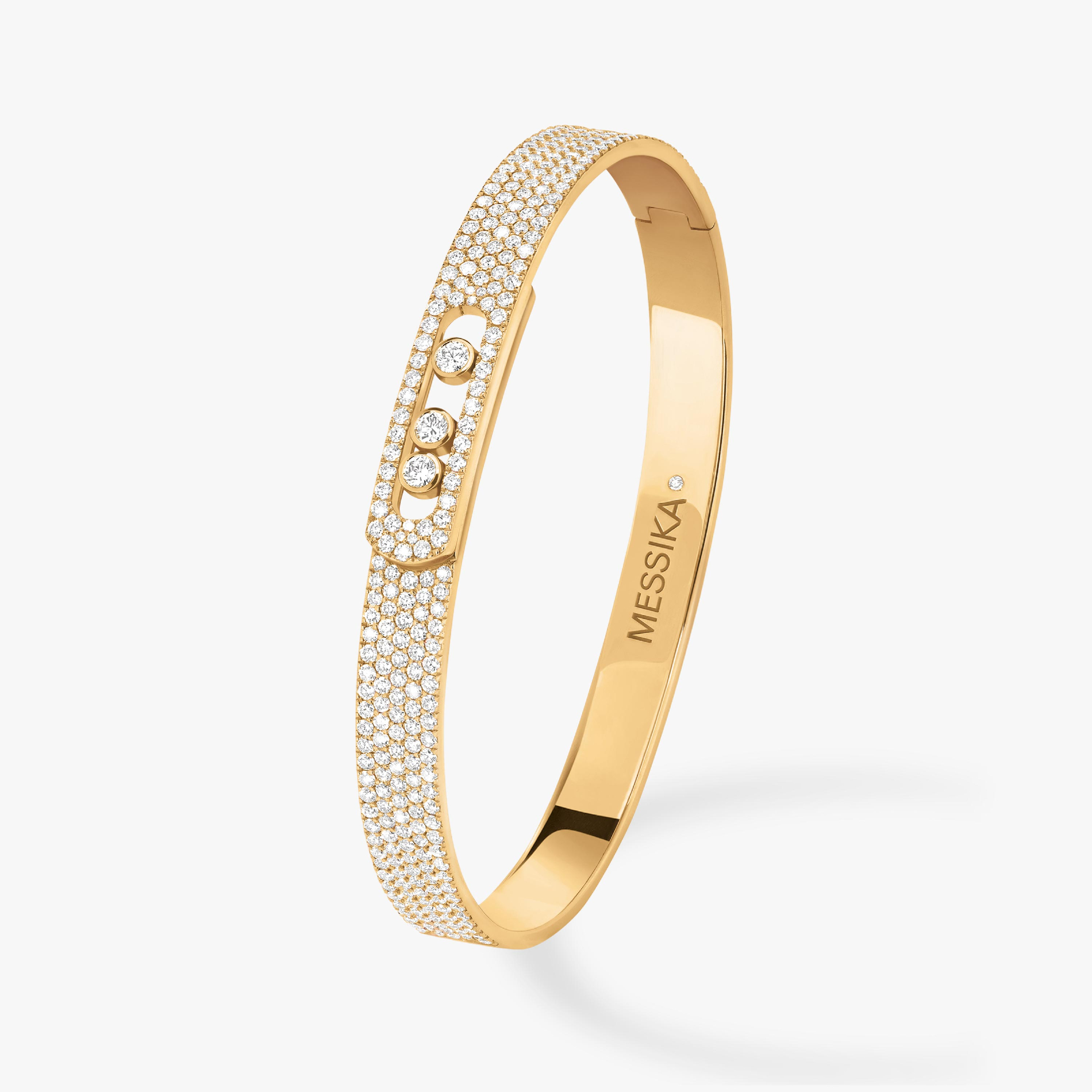 Bracelet Diamant Or Jaune Bangle Move Noa Full Pavé