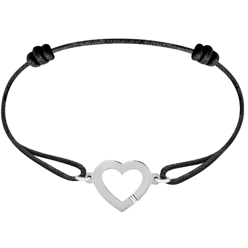 Bracelet sur cordon Cœur R12 or blanc