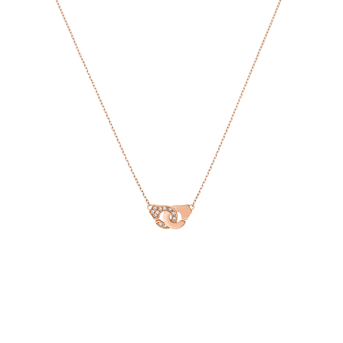 Collier Menottes dinh van R8 or rose et diamants