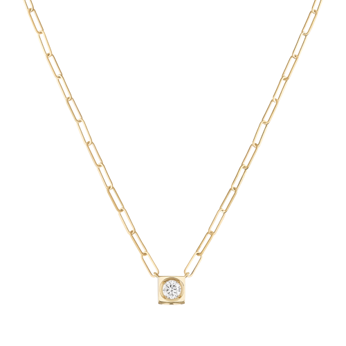 Collier Le Cube Diamant grand modèle or jaune et diamant