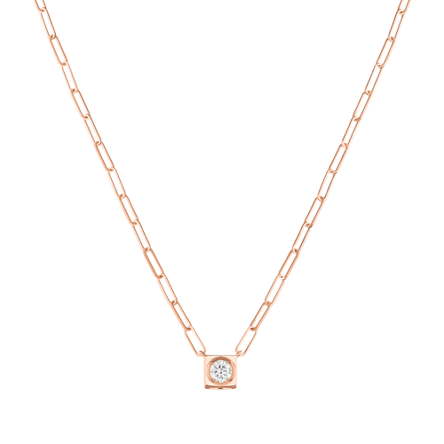 Collier Le Cube Diamant grand modèle or rose et diamant