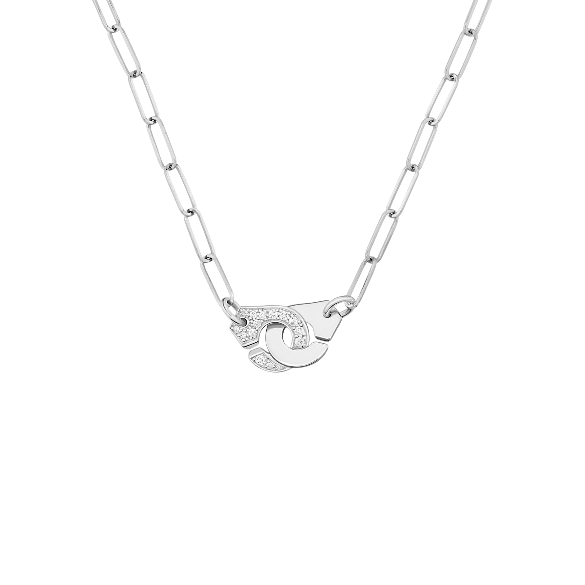 Collier Menottes dinh van R10 or blanc et diamants