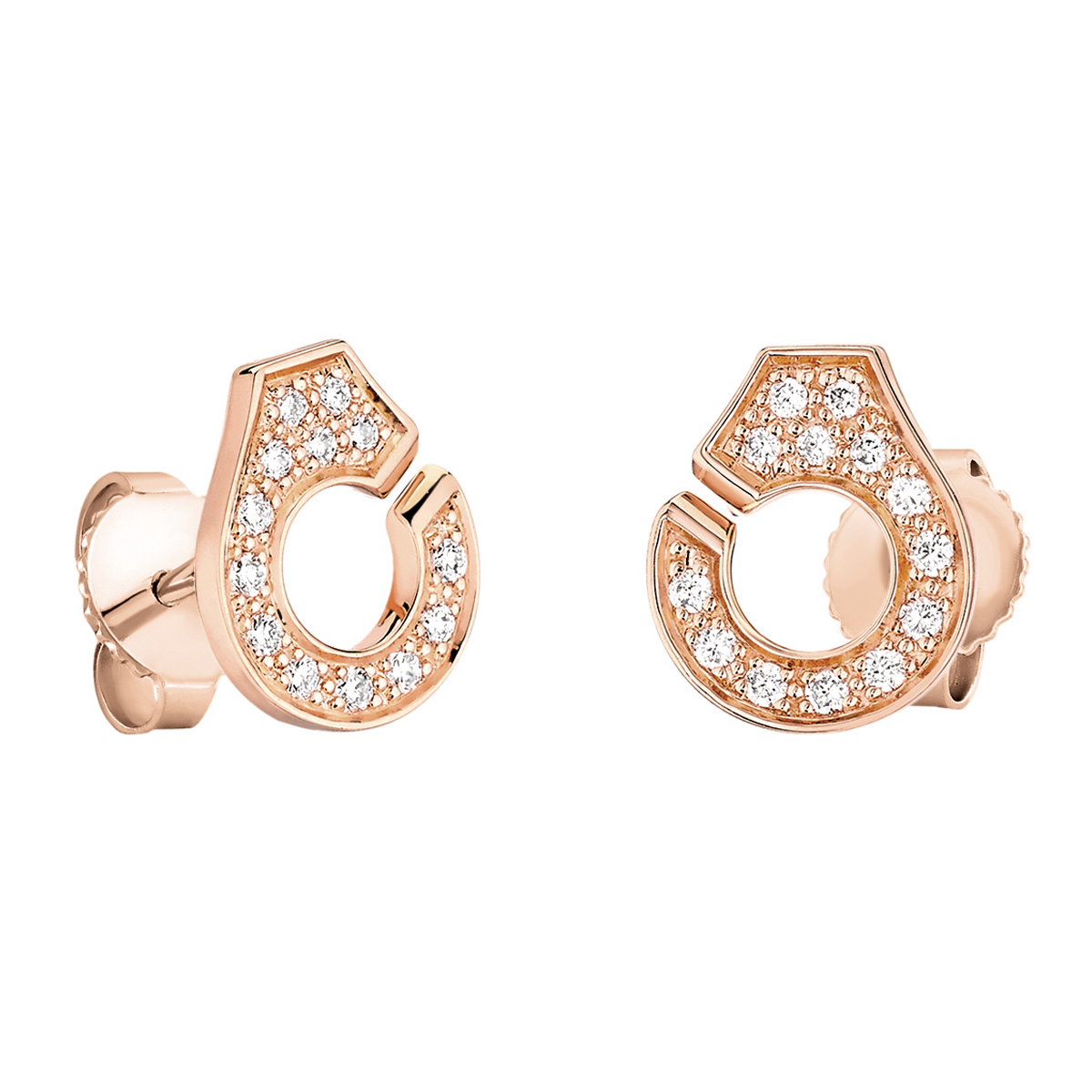 Puces d'oreilles Menottes dinh van R7,5 or rose et diamants