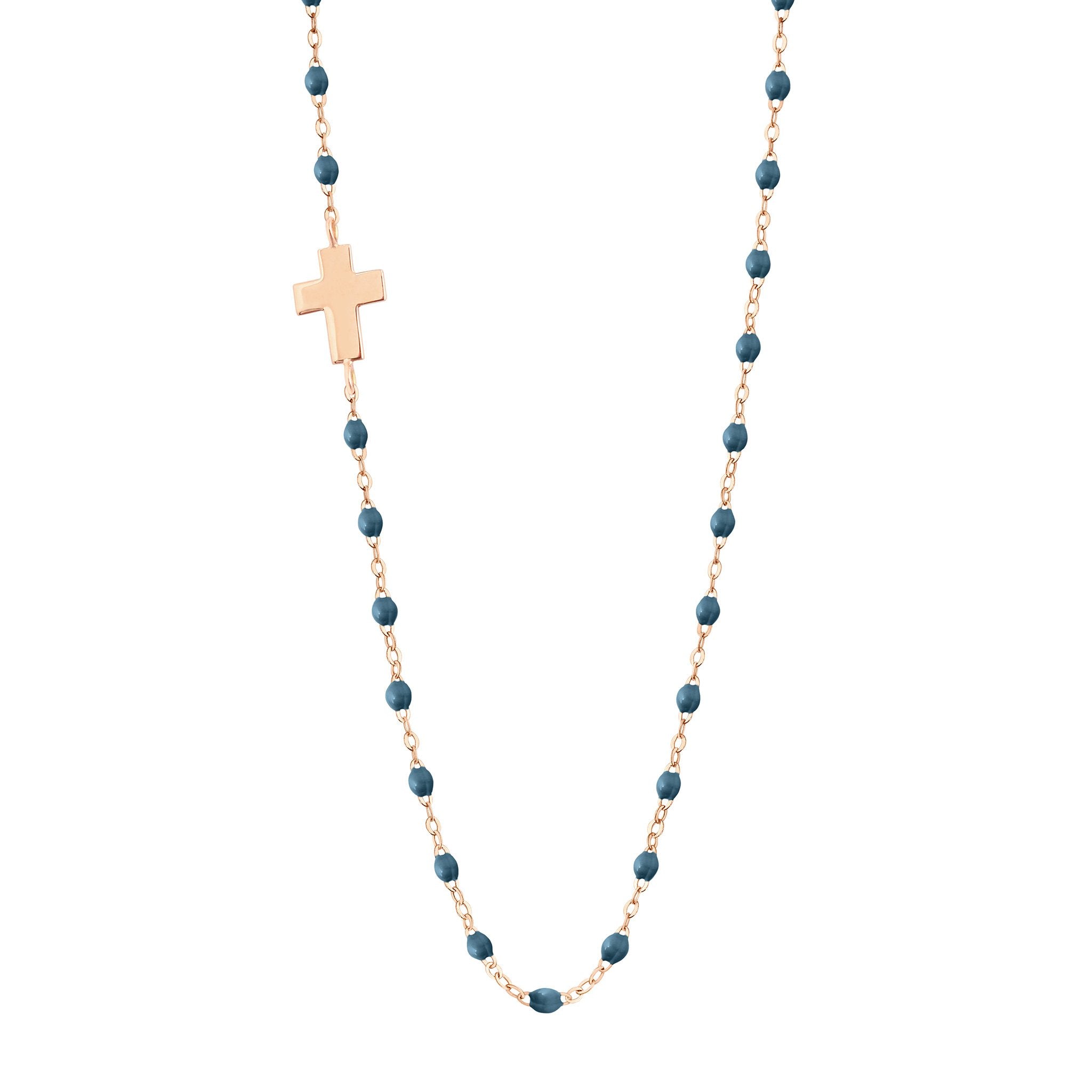 Collier céleste Croix de côté, or rose, 42 cm