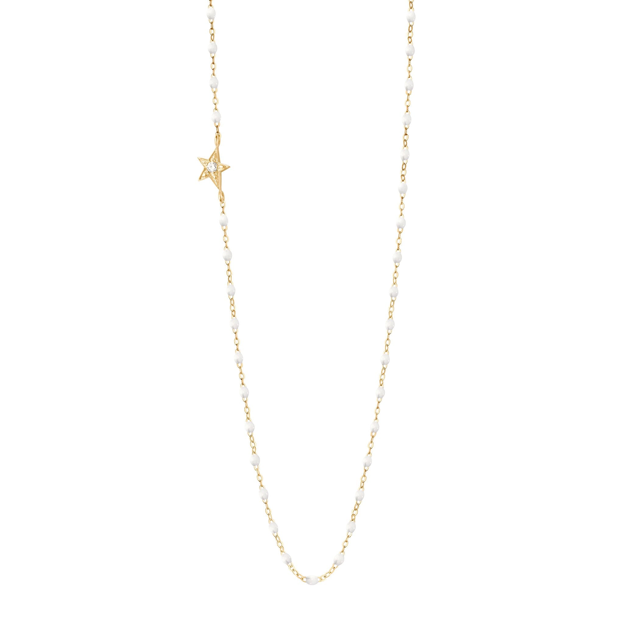 Collier blanc Etoile, diamant, or jaune, 42 cm