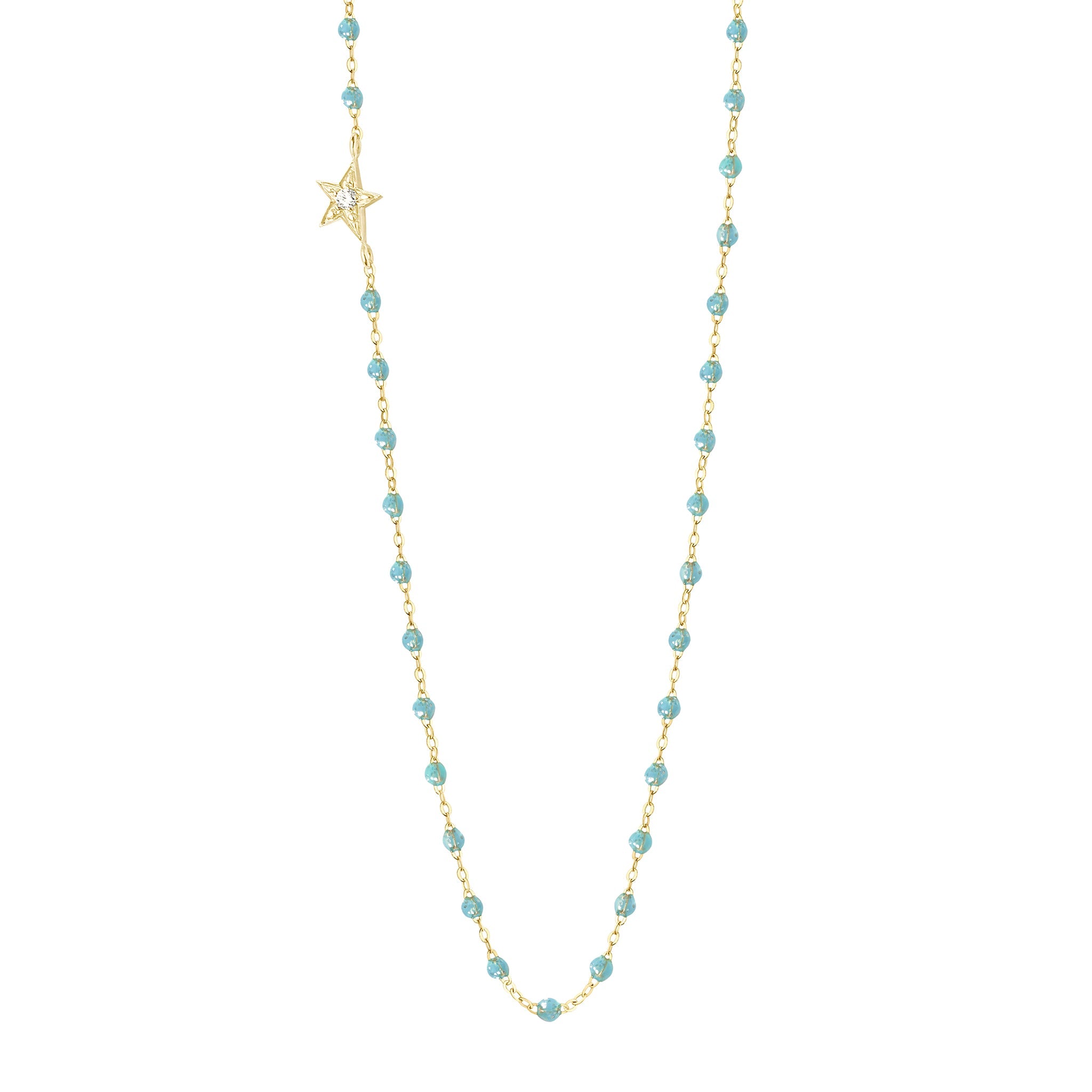 Collier aqua Etoile, diamant, or jaune, 42 cm