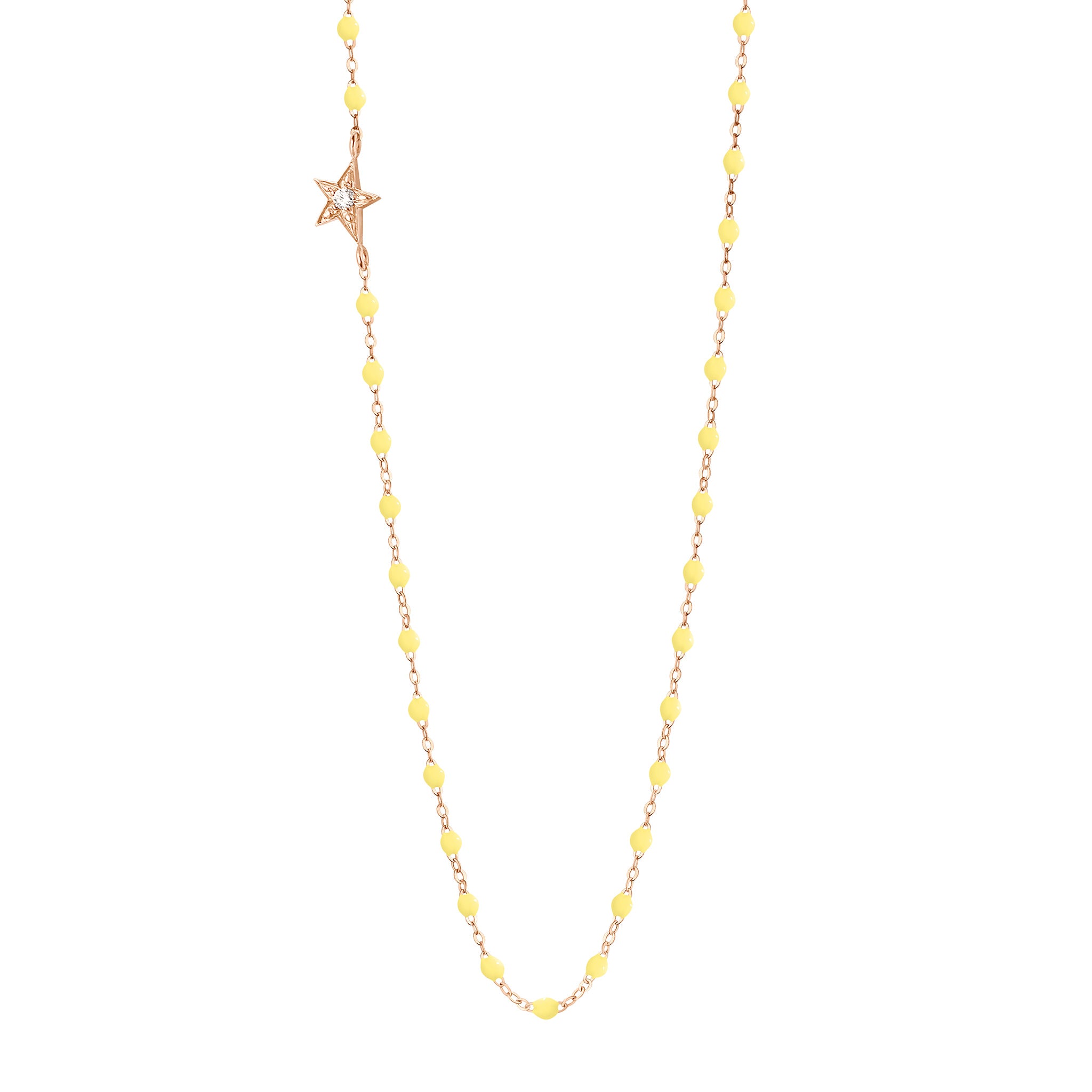 Collier mimosa Etoile, diamant, or rose, 42 cm