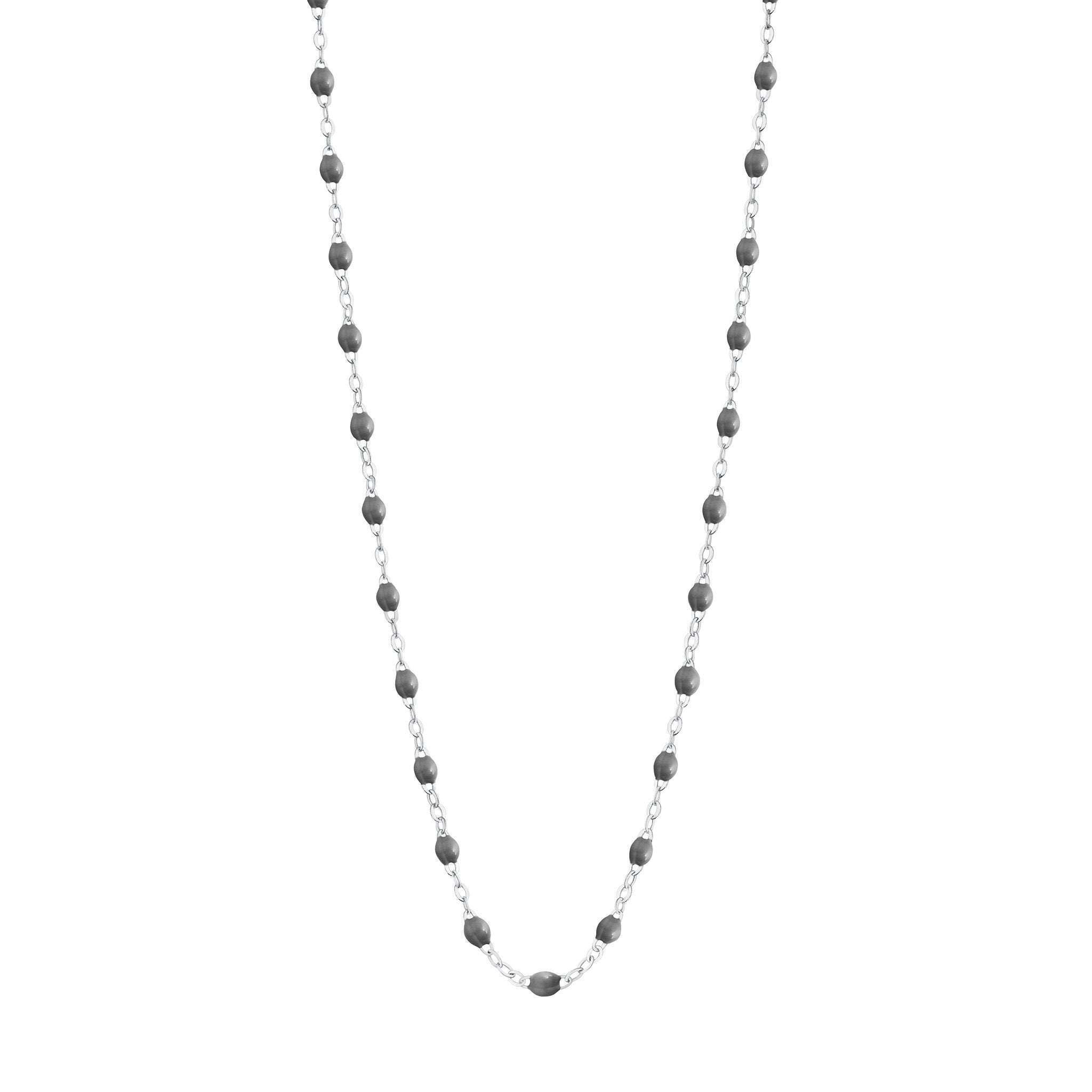 Collier gris foncé Classique Gigi, or blanc, 42 cm