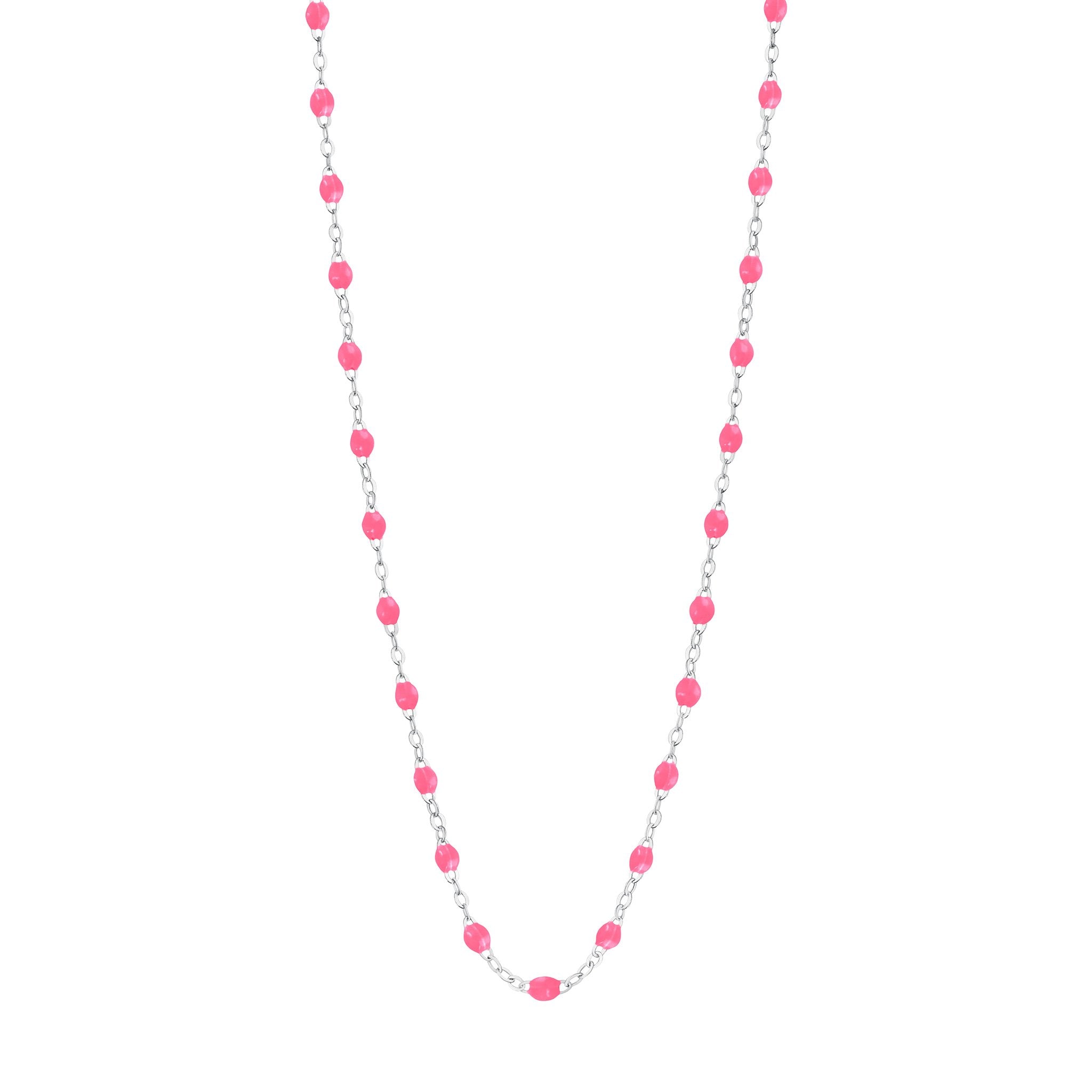 Collier rose fluo Classique Gigi, or blanc, 42 cm