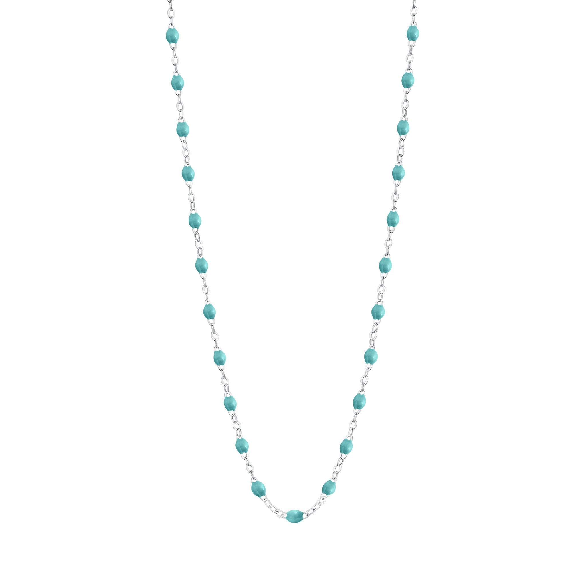 Collier turquoise vert Classique Gigi, or blanc, 42 cm